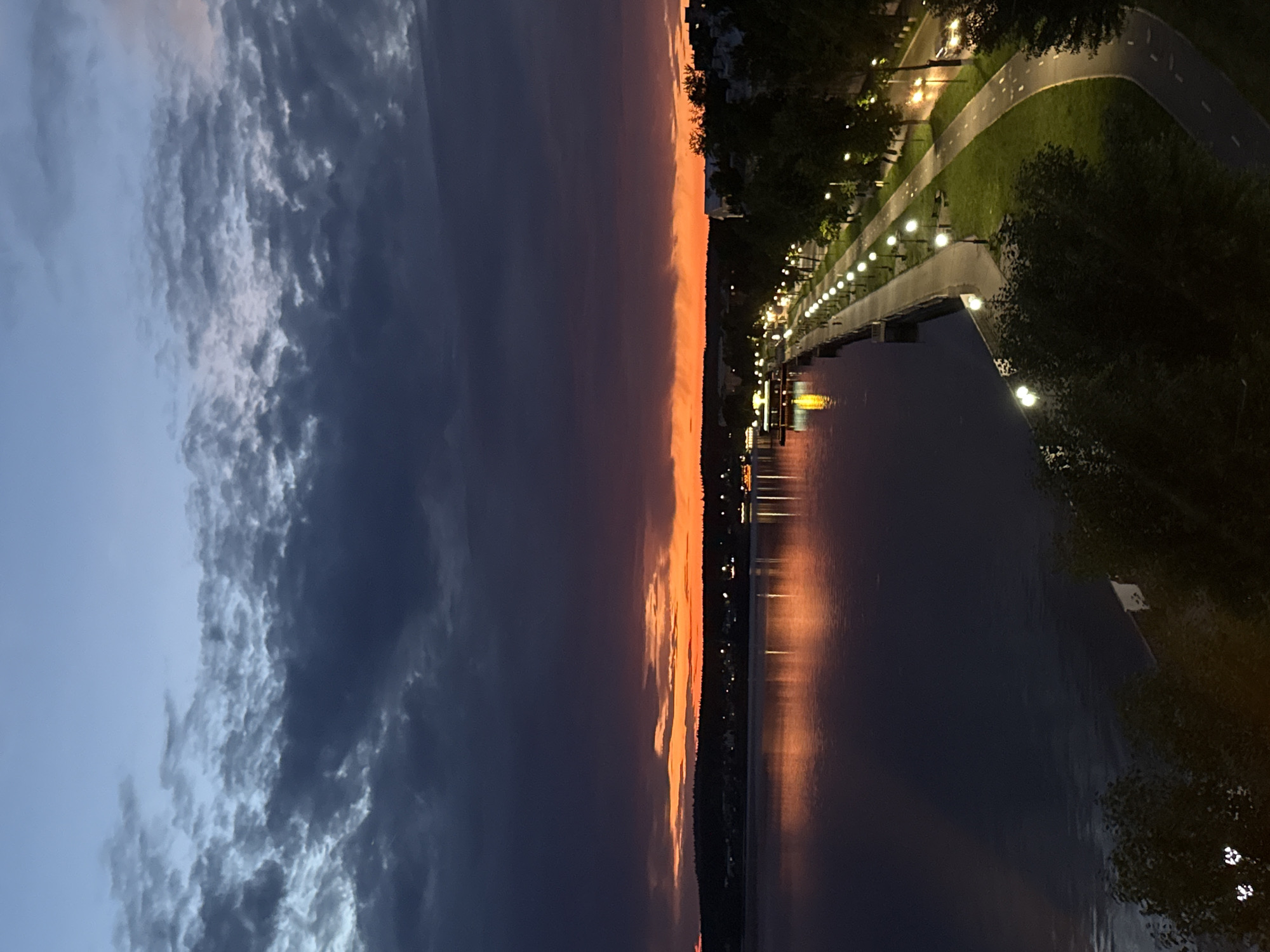 Votkinsk Reservoir at golden hour, dusk to dark