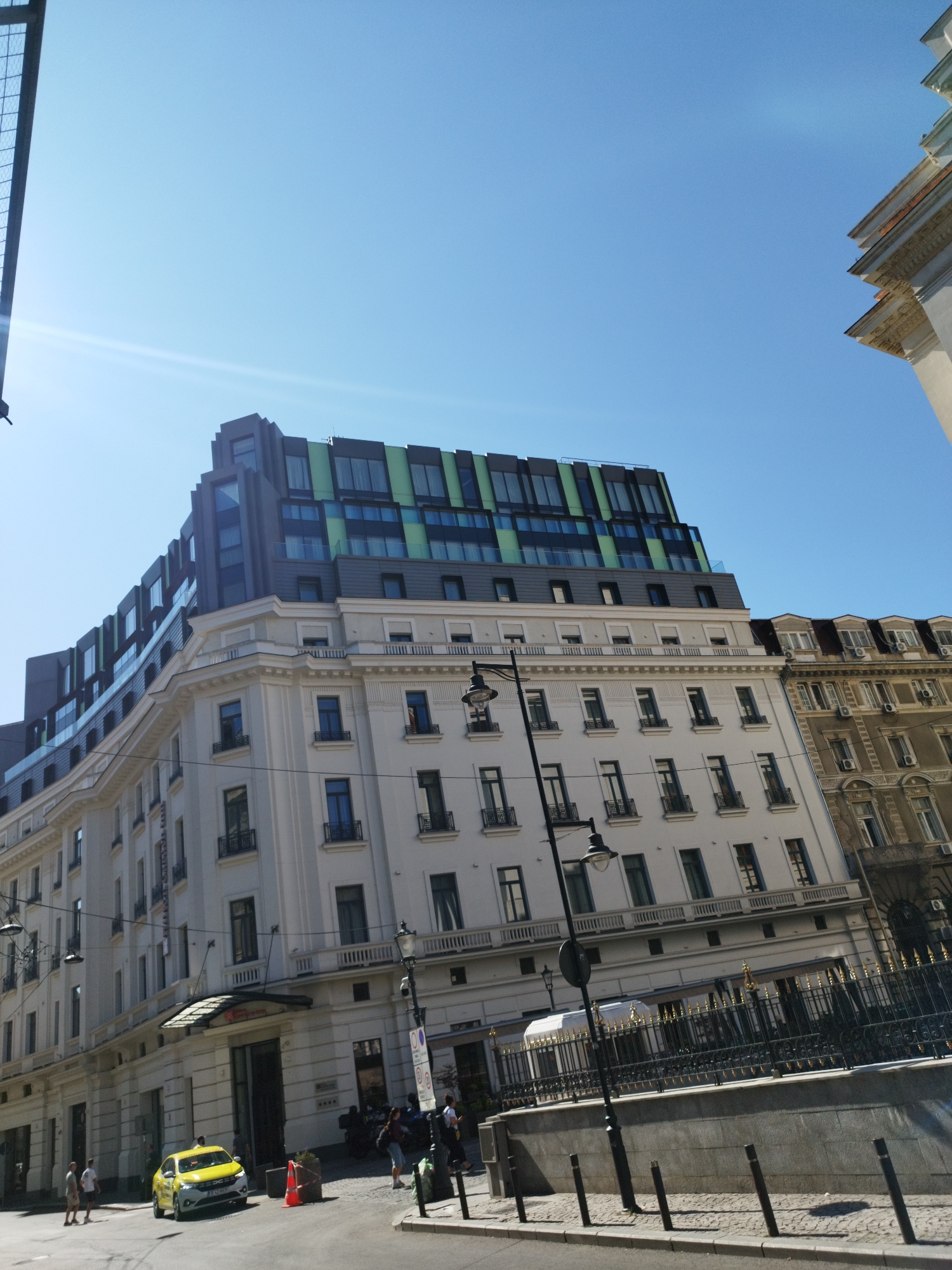 Bucharest's historic core: grand banks, hotels, and ornate interiors