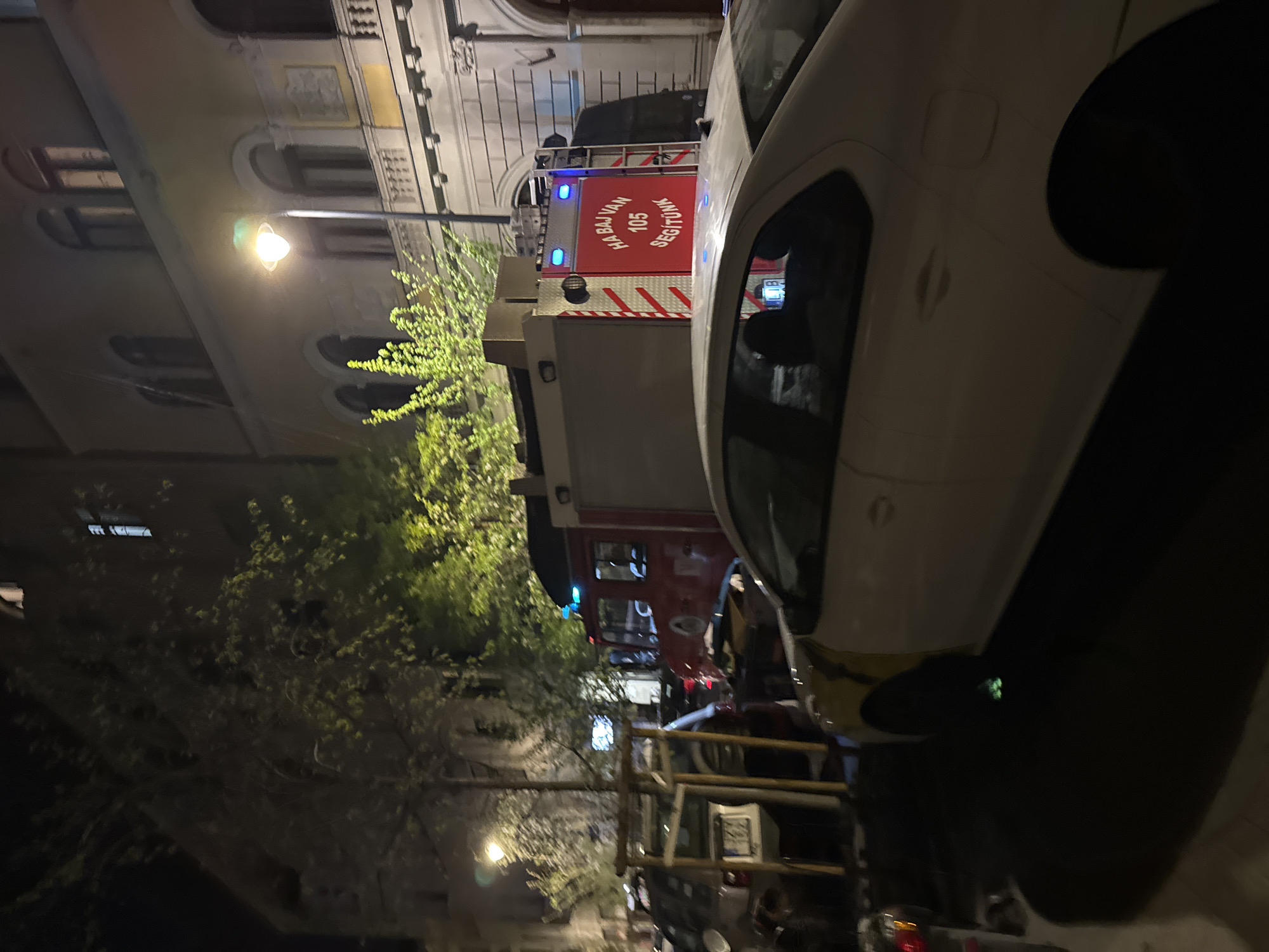 Fire truck spotted on Budapest street during evening hours