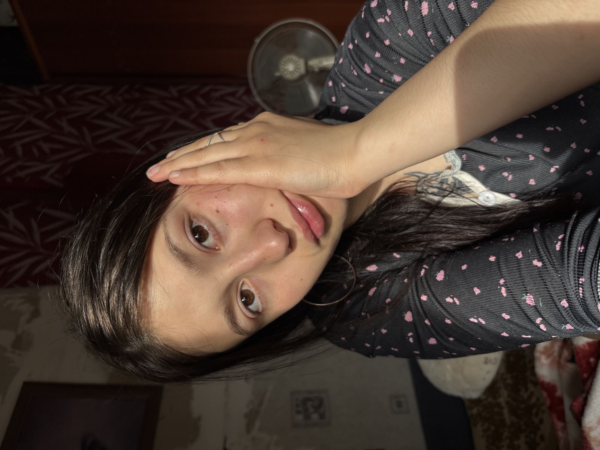 Woman documents afternoon with selfies in Russian village