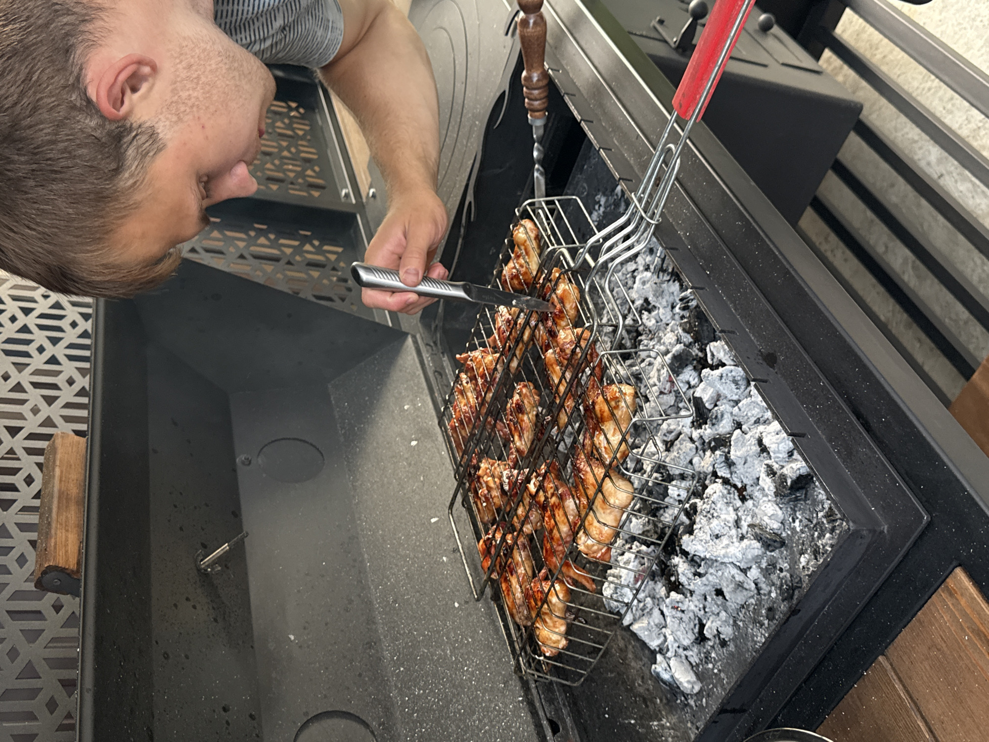 Backyard cookout and hot tub evening in Starokorsunskaya
