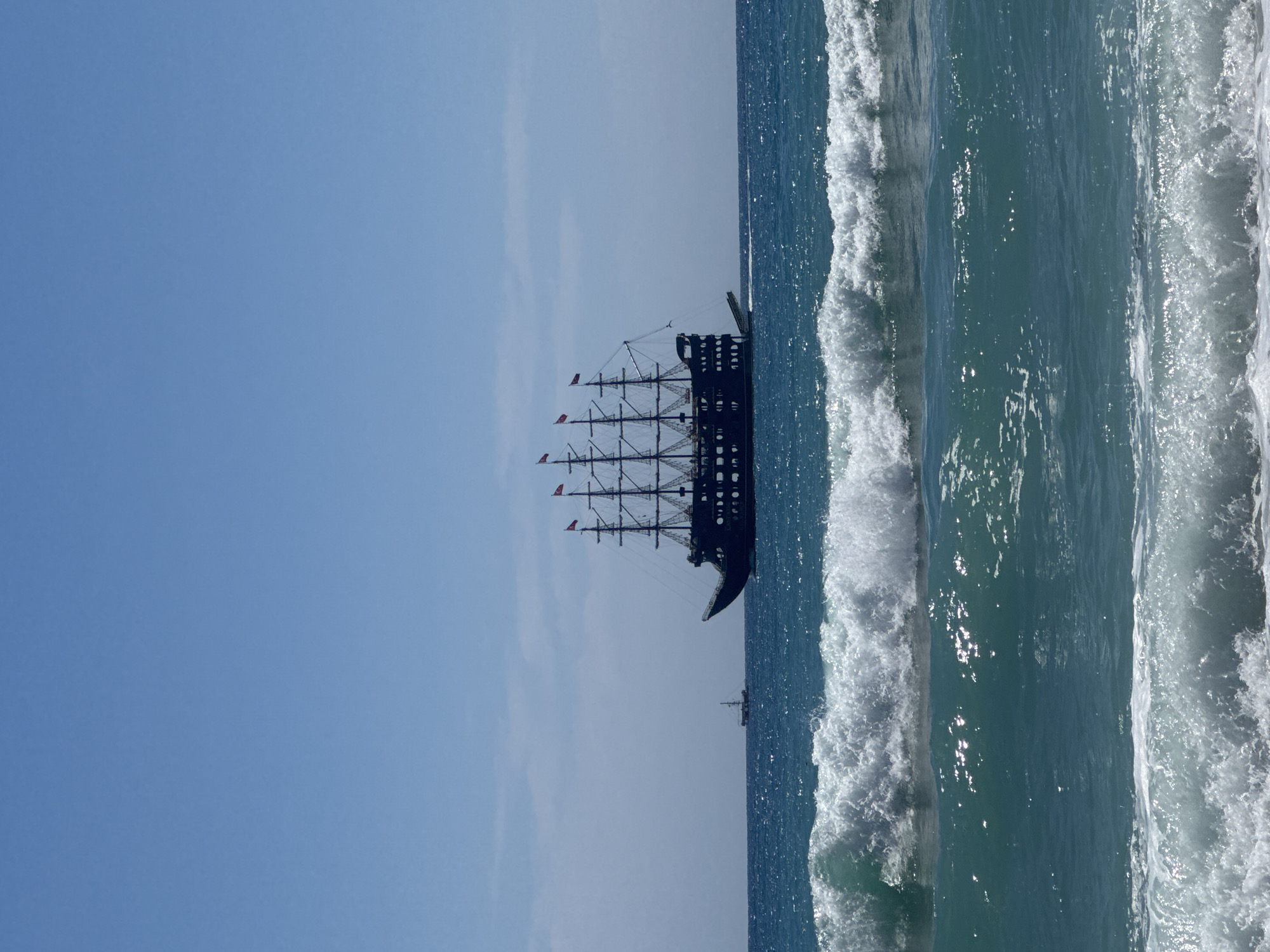 Pirate-themed sailing ship anchors off Alanya coast Friday morning