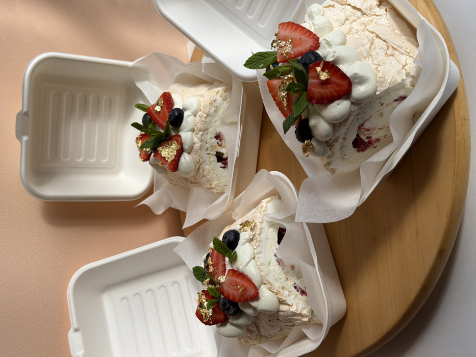 Woman bakes meringue desserts in Tel Aviv kitchen Friday