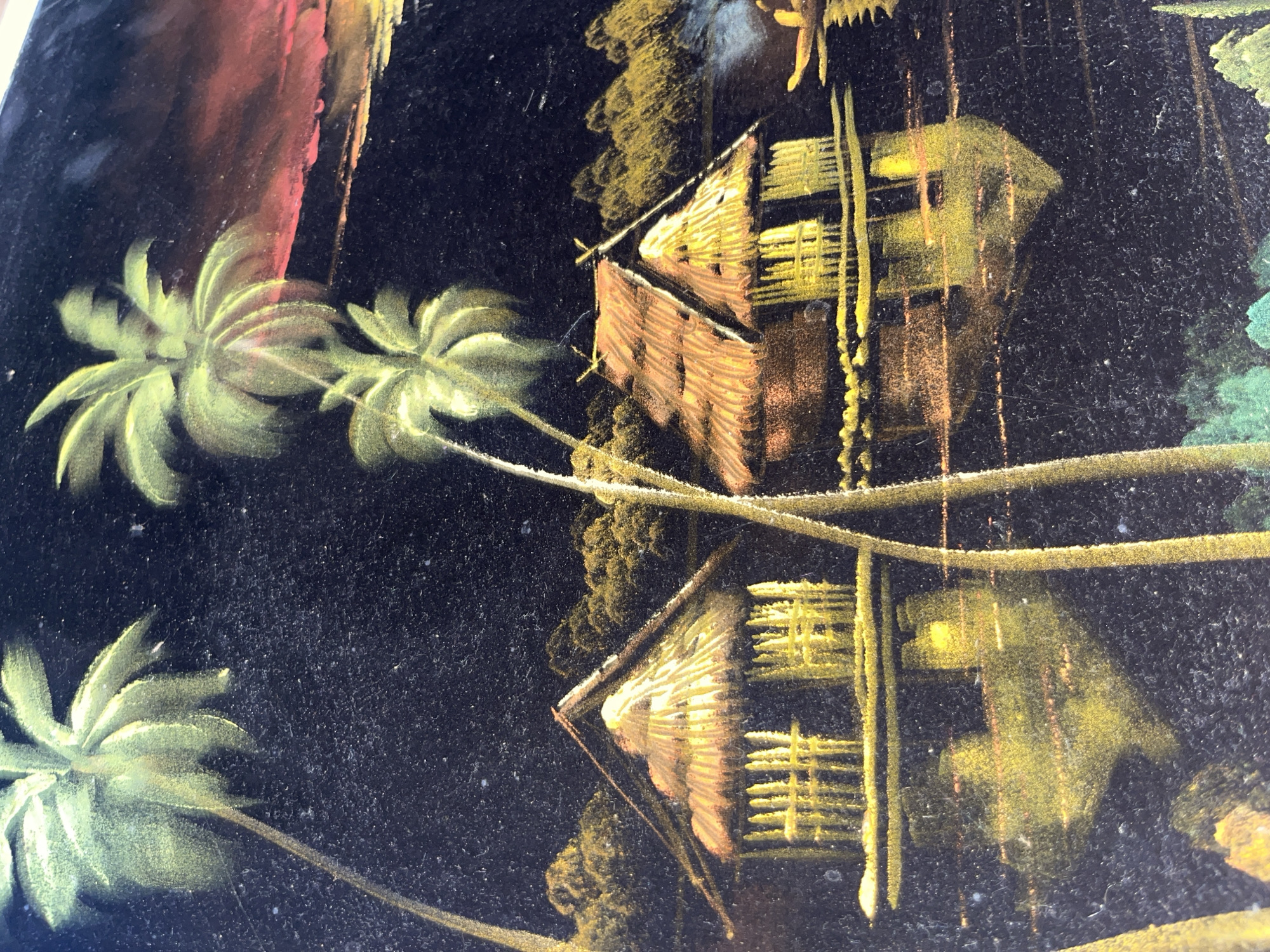 Tropical painting and real trees observed in Tinaquillo