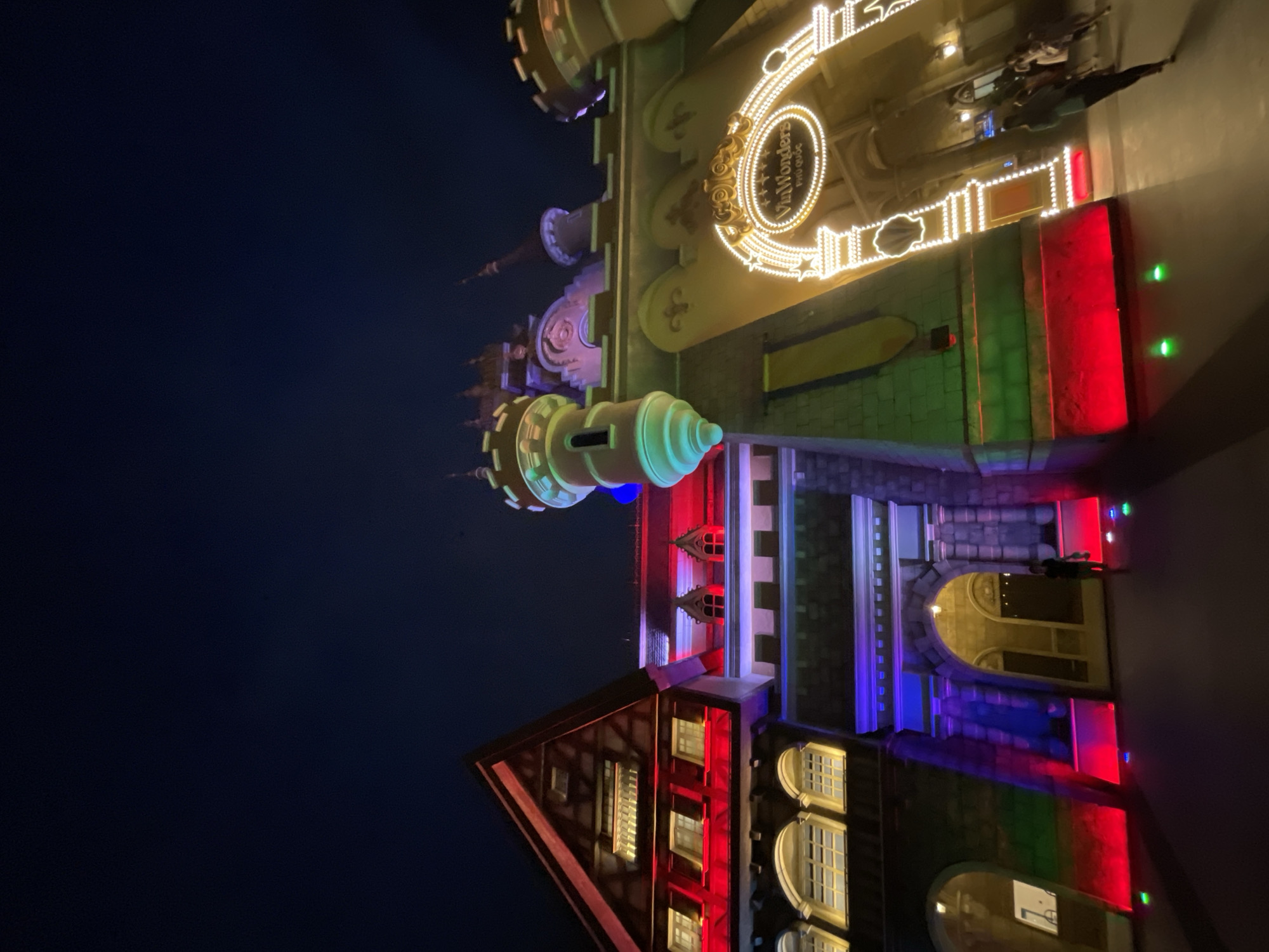 Nighttime scenes documented at VinWonders Phú Quốc theme park