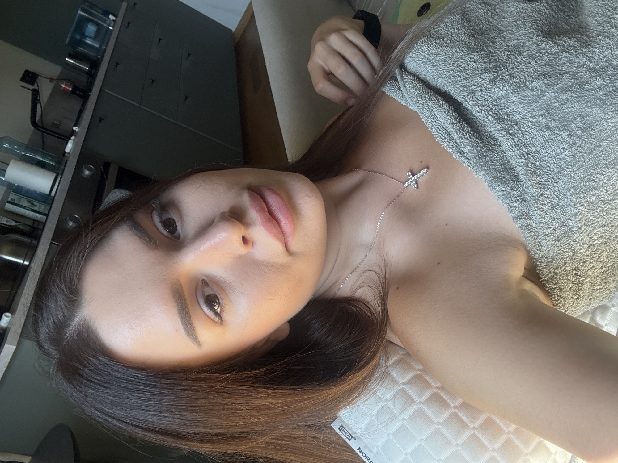 Indoor selfie moment in a Prague home setting