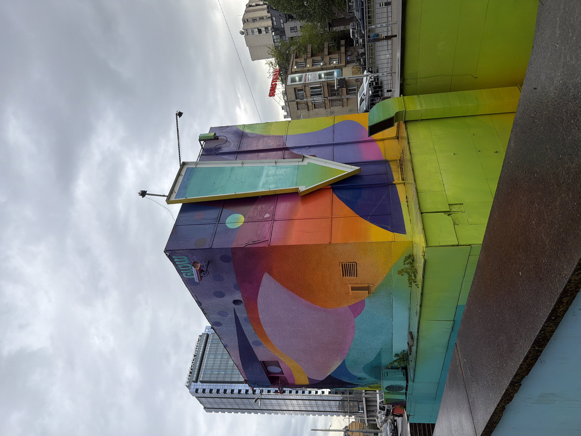 Colorful abstract mural spotted on Sofia building