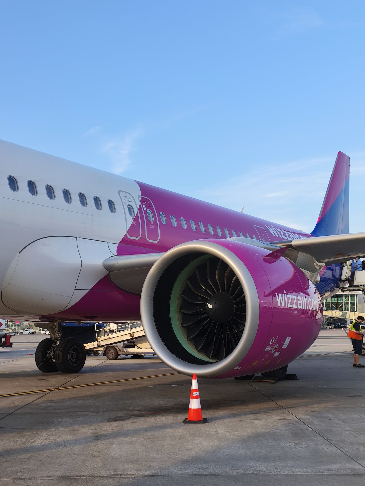 Wizz Air on the tarmac at golden hour