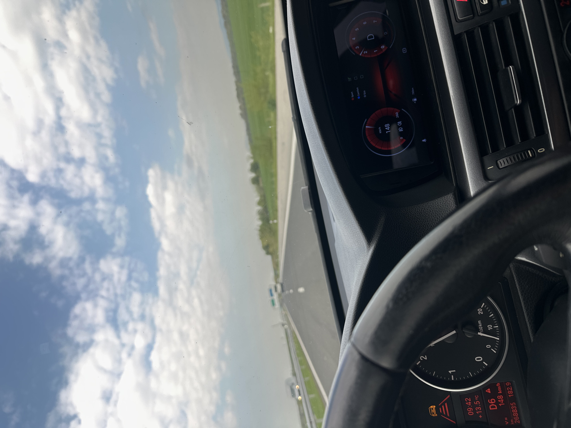 Morning drive through Bulgarian countryside captured by traveler