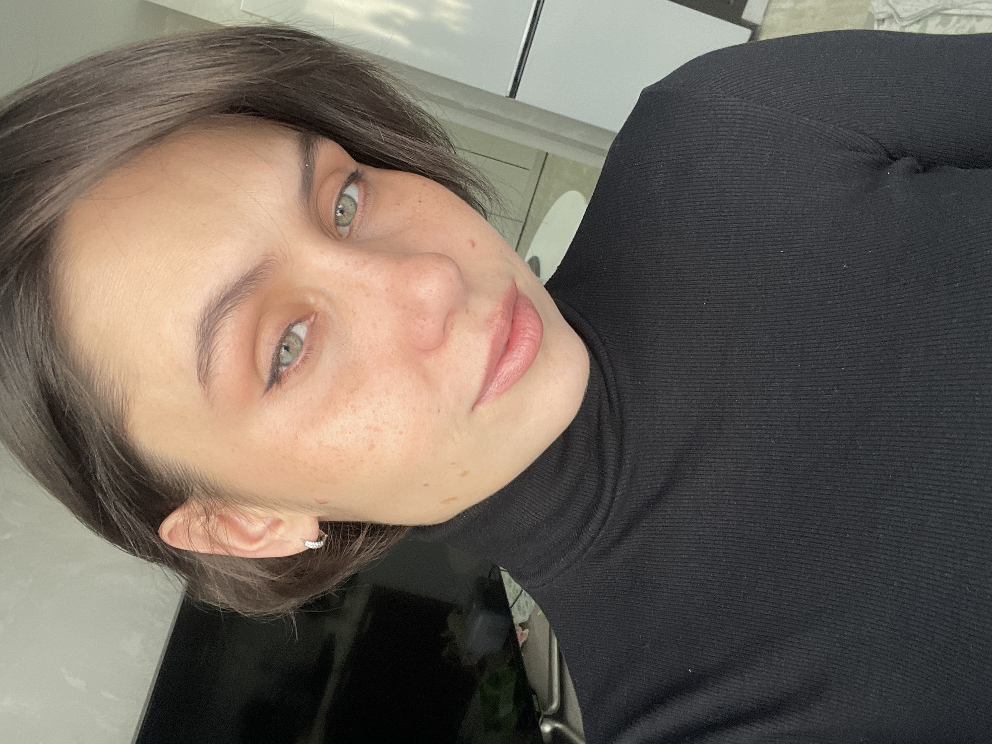 Portrait captured of freckled woman in Izhevsk, Russia