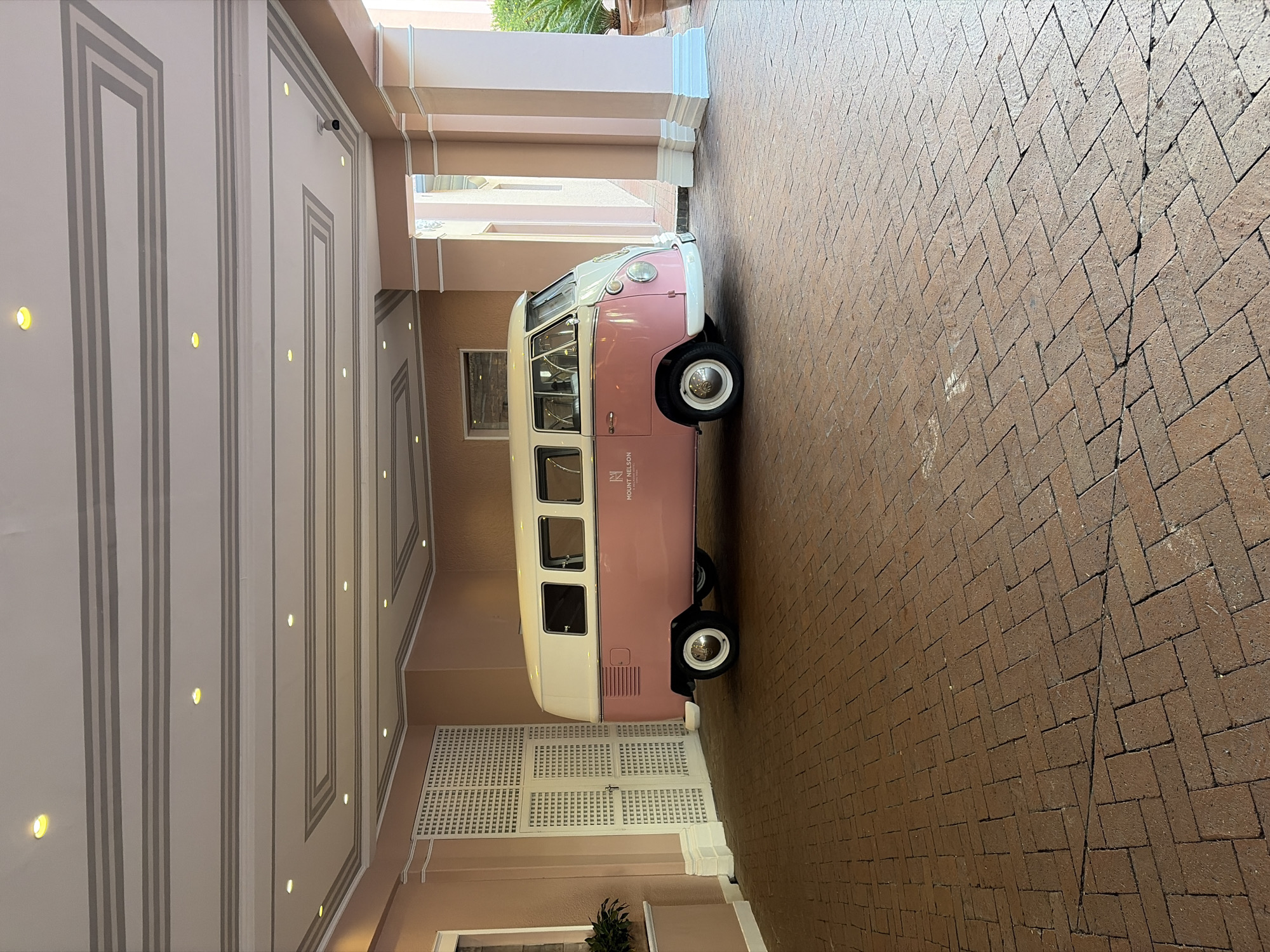 Vintage VW van spotted at Mount Nelson Hotel entrance