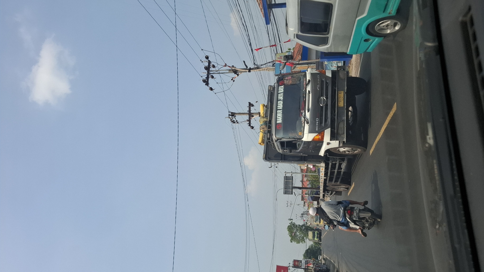 Morning drive through Cikaroya streets, Cikarang, West Java