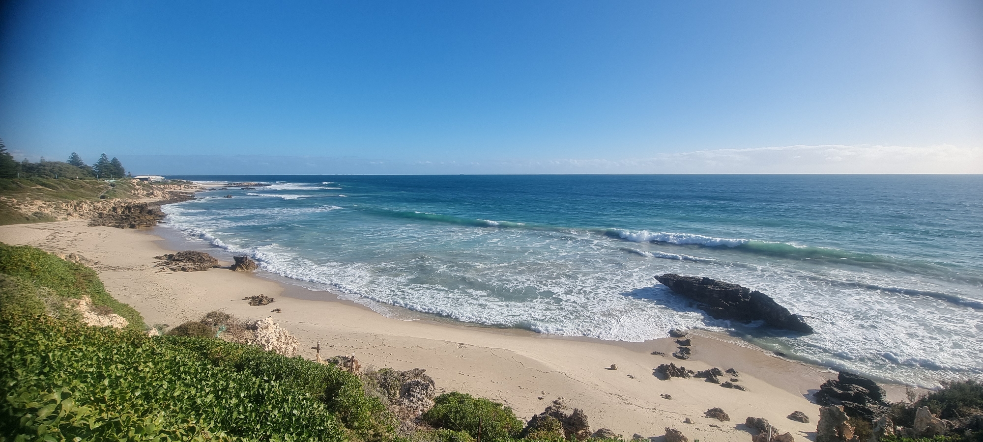 Clear morning skies captured over Trigg coastline, Western Australia
