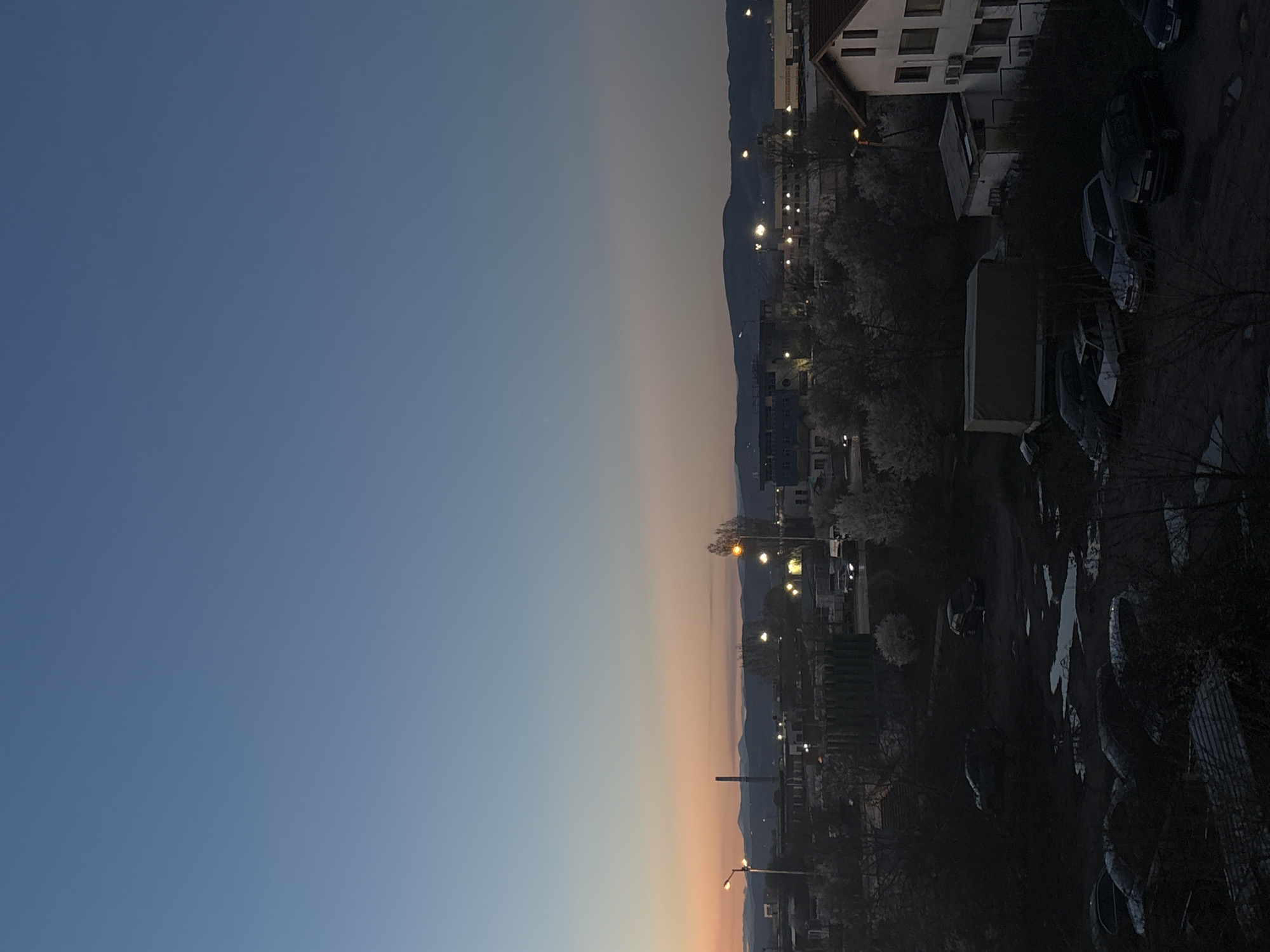Evening twilight scenes captured across Sofia, Bulgaria