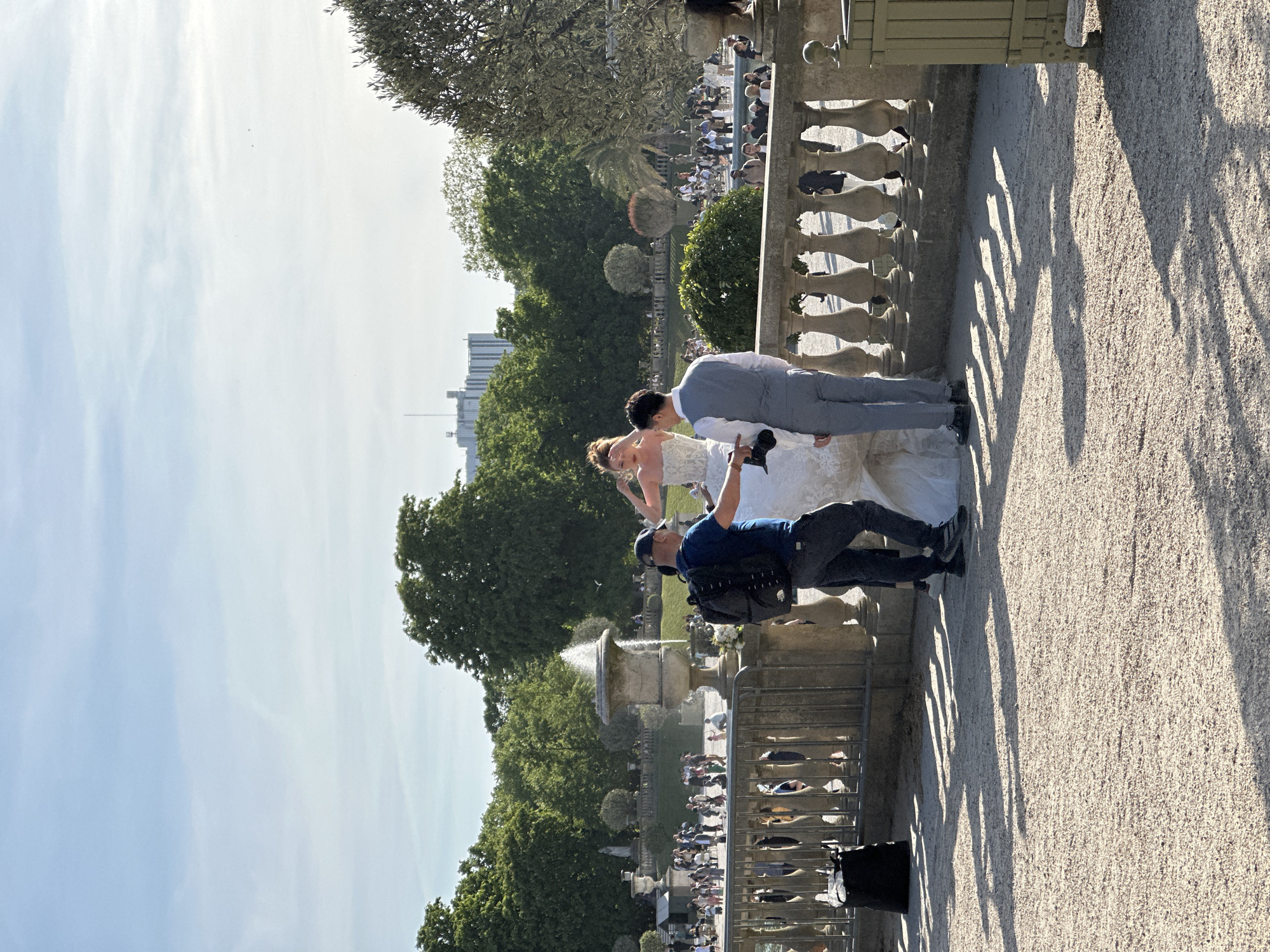 Wedding photoshoot captured at Luxembourg Gardens in Paris