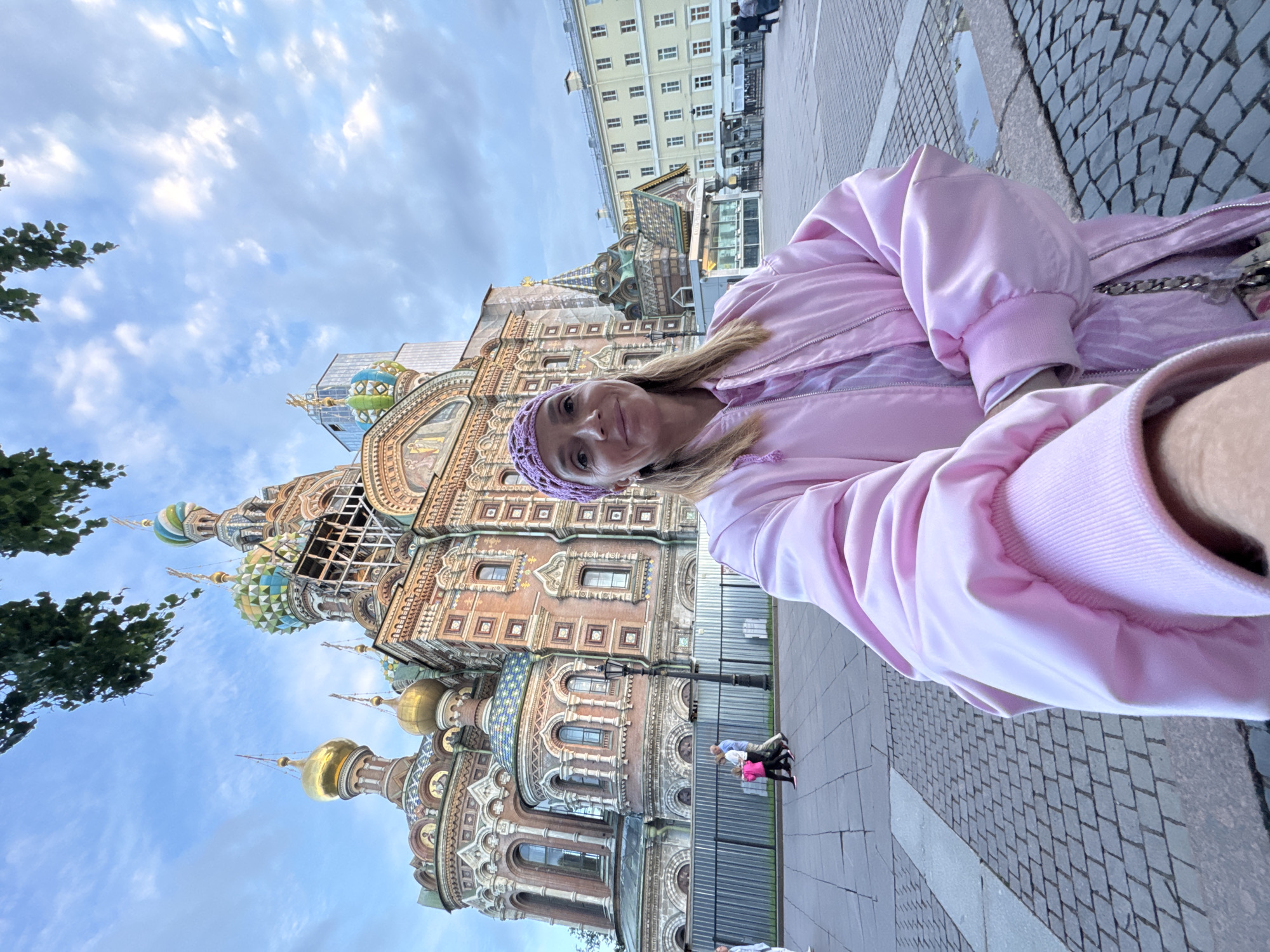 Tourist activity captured at Saint Petersburg's Spilled Blood Church