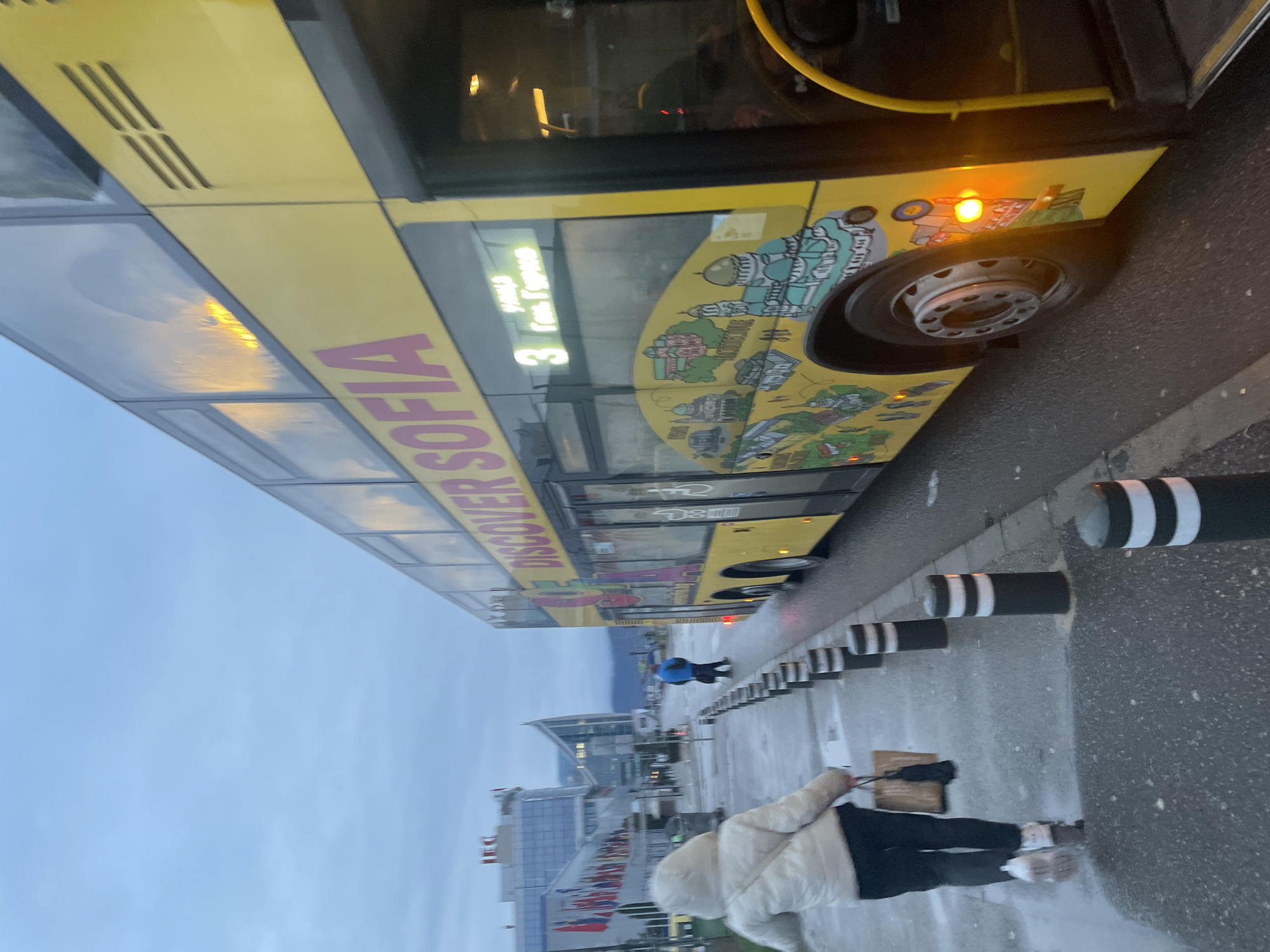 Tourist bus parked on Sofia street