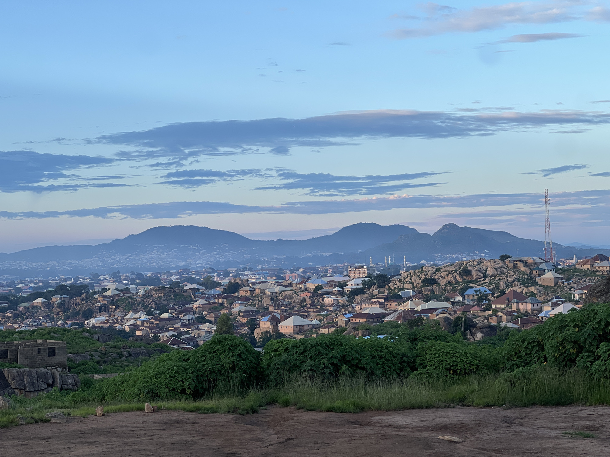 Rocky hills and city views across Jos, Nigeria