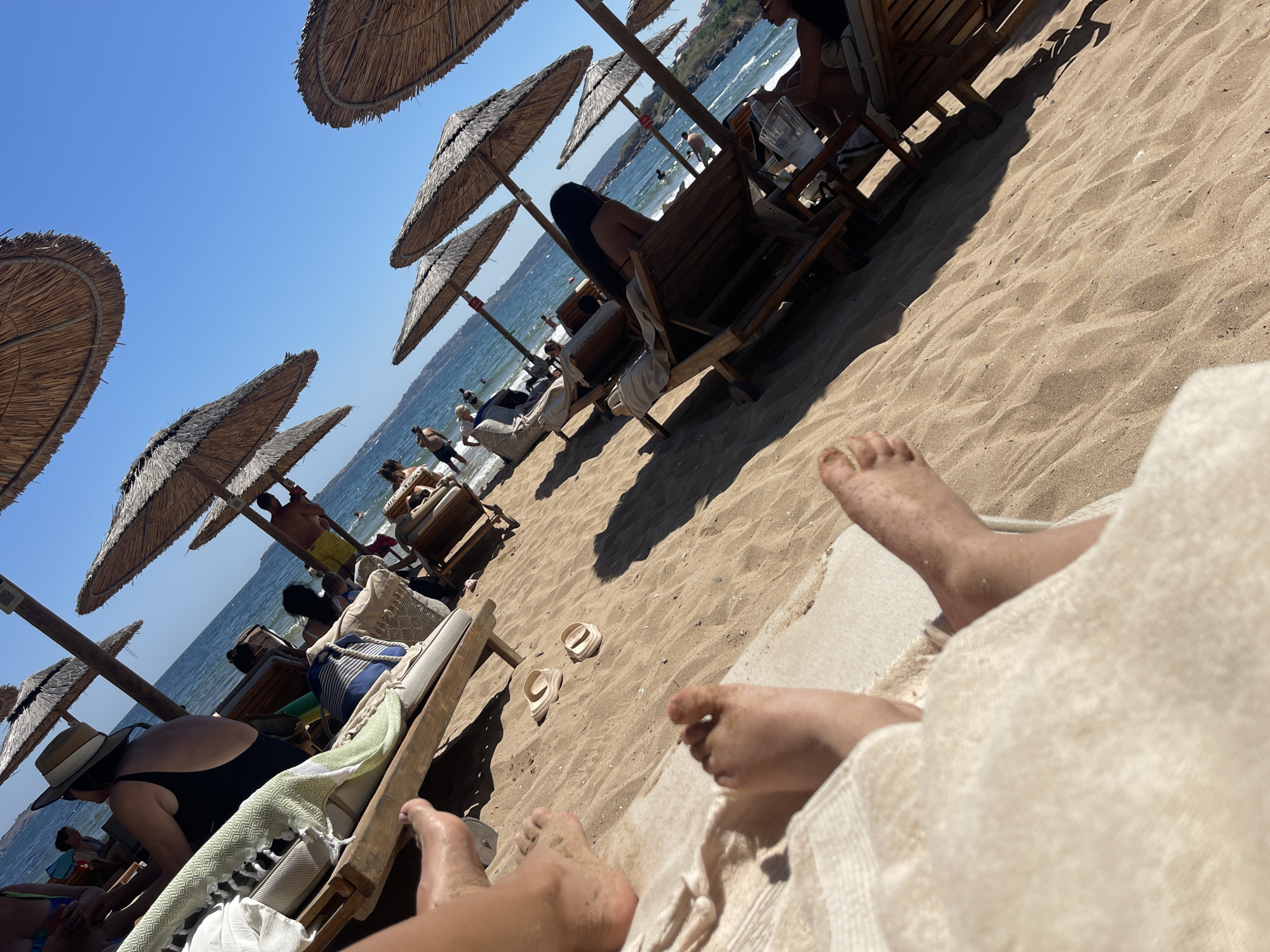 Lazy summer morning on the Black Sea beach at Chernomorets