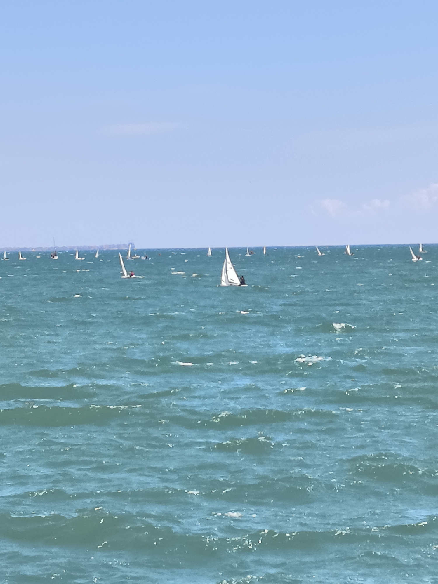 Morning sailing activity observed from Burgas pier, Black Sea