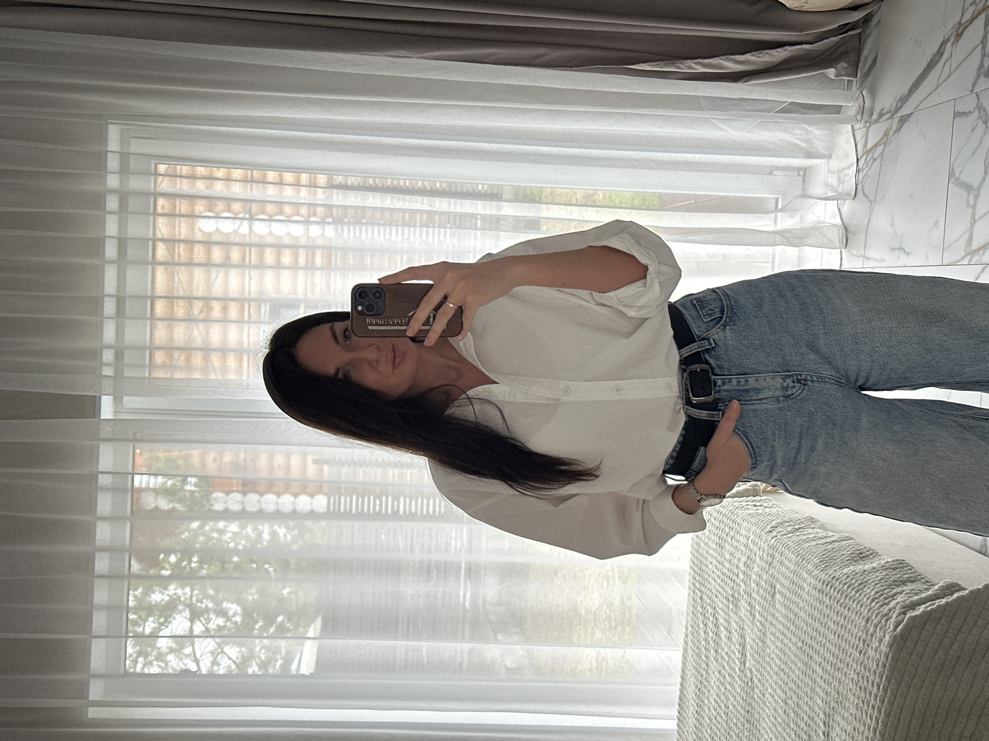 Woman takes morning selfies in multiple Chaikovsky locations