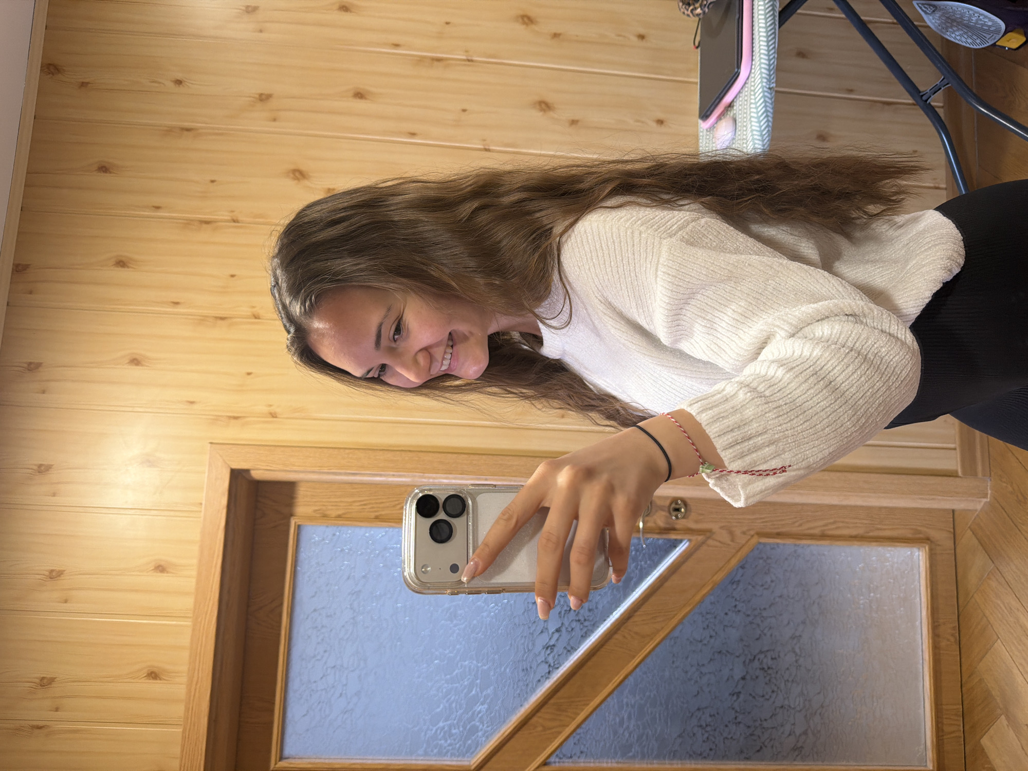 Woman takes multiple selfies in Buhovo, Bulgaria