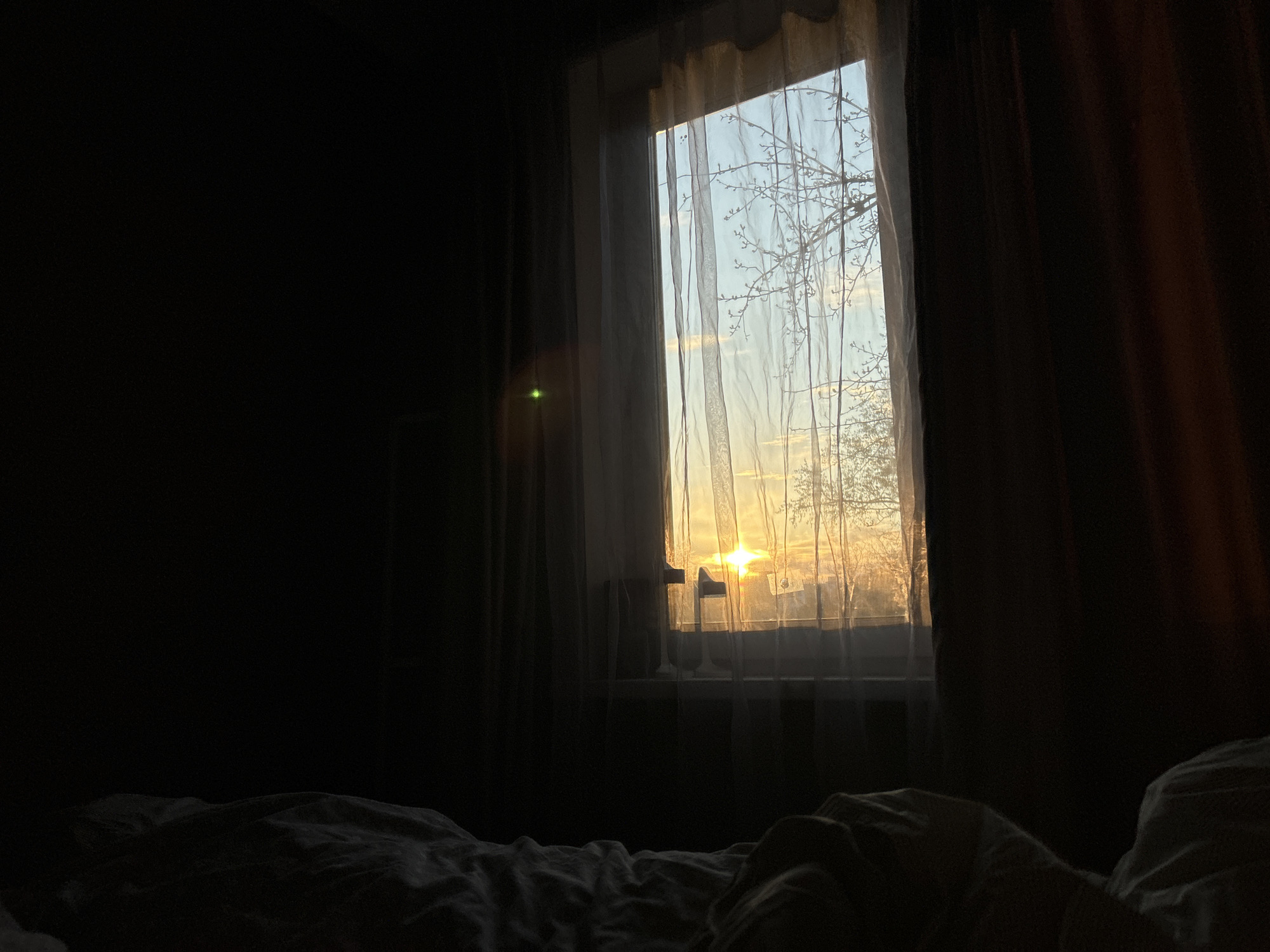 Moscow resident documents sunset views from bedroom window