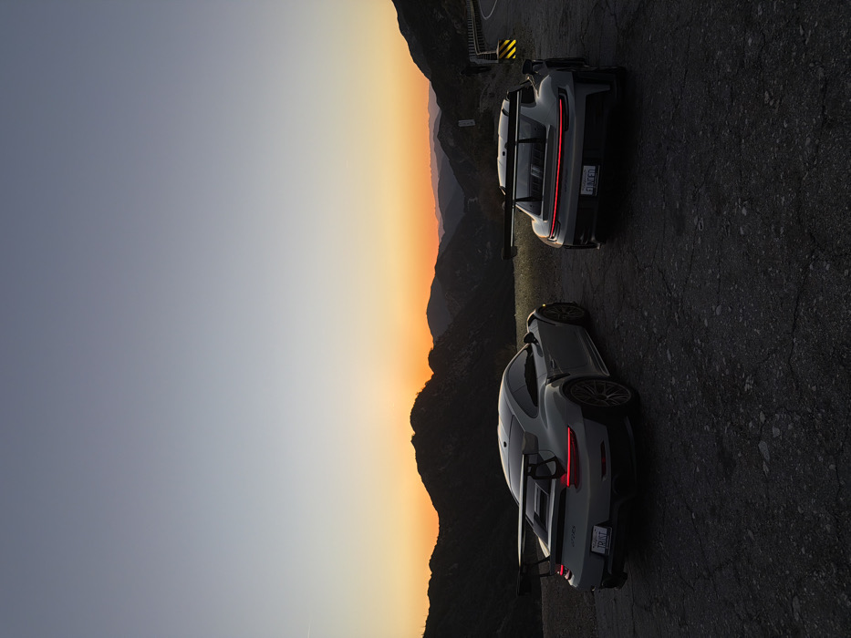Two Grey Porsches Parked in Altadena at Dusk