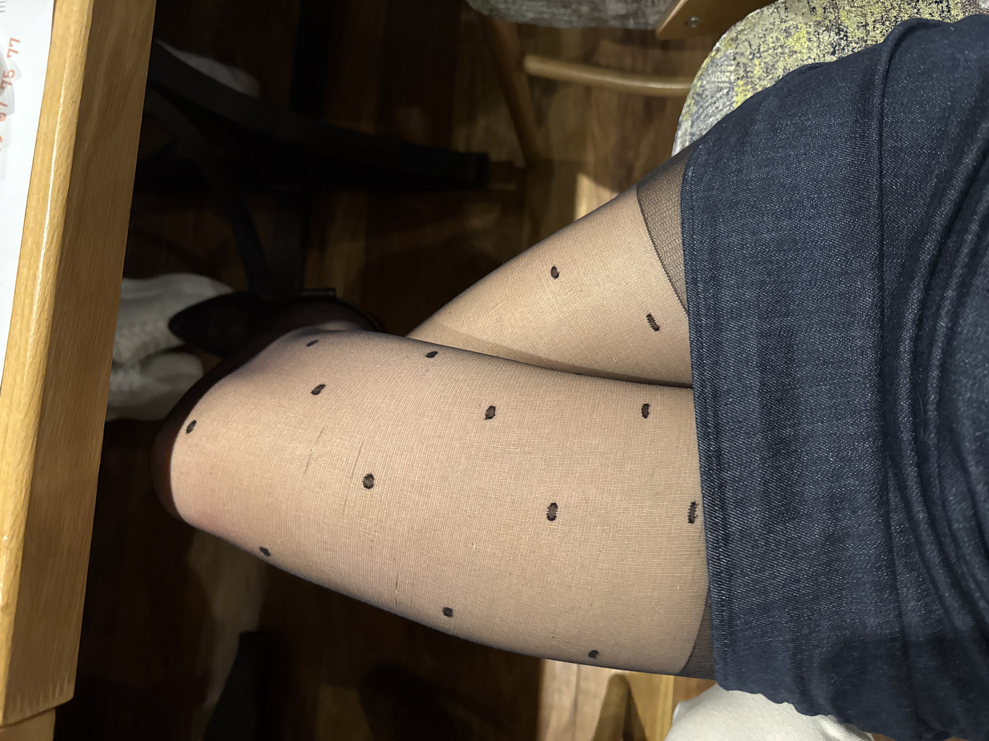 Polka-dot stockings spotted at Sofia cafe