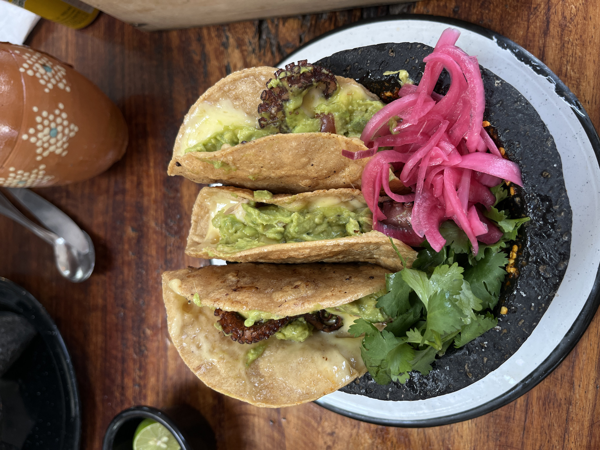 Food gathering documented with tacos, drinks, and celebration