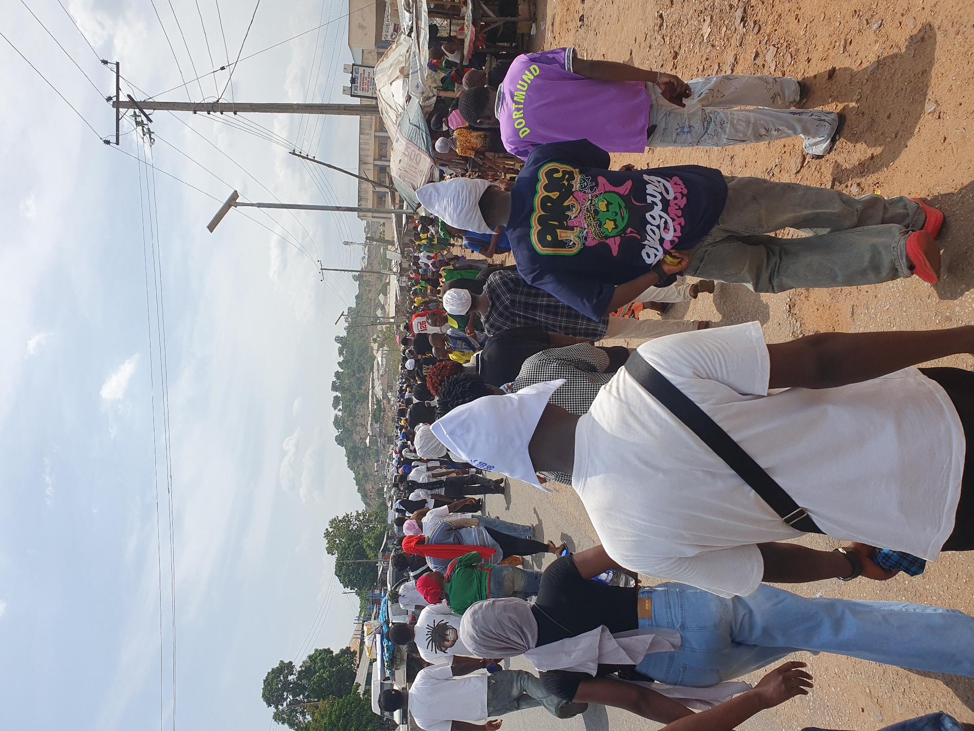 Large crowd gathers on streets of Lokoja, Nigeria