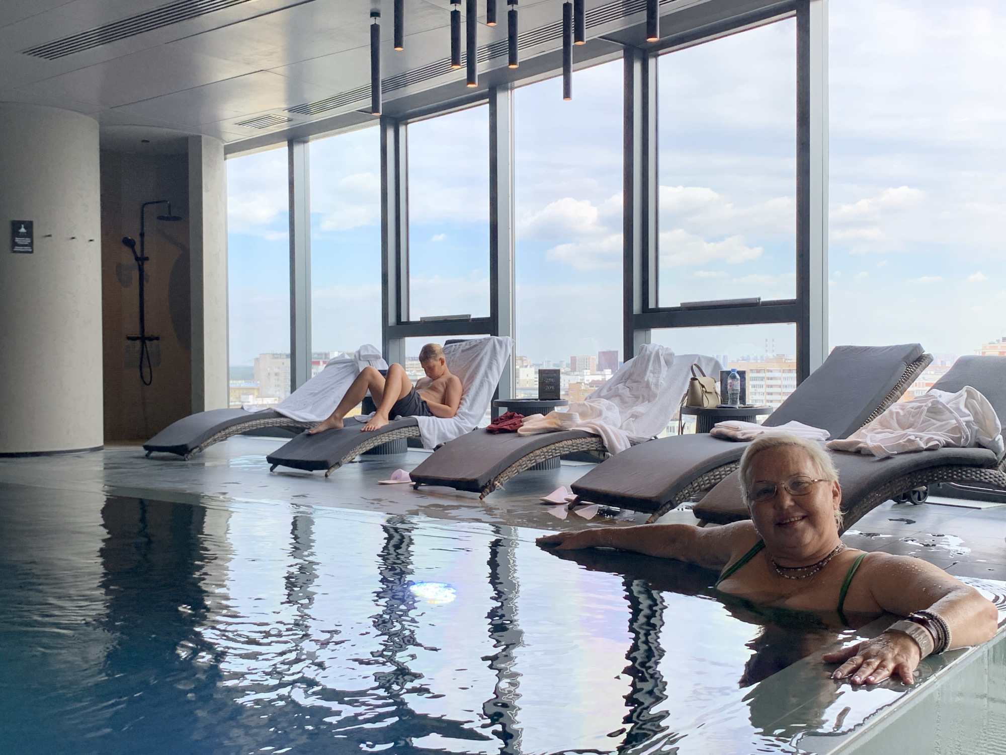 Poolside afternoon at an indoor spa in Khimki, Russia
