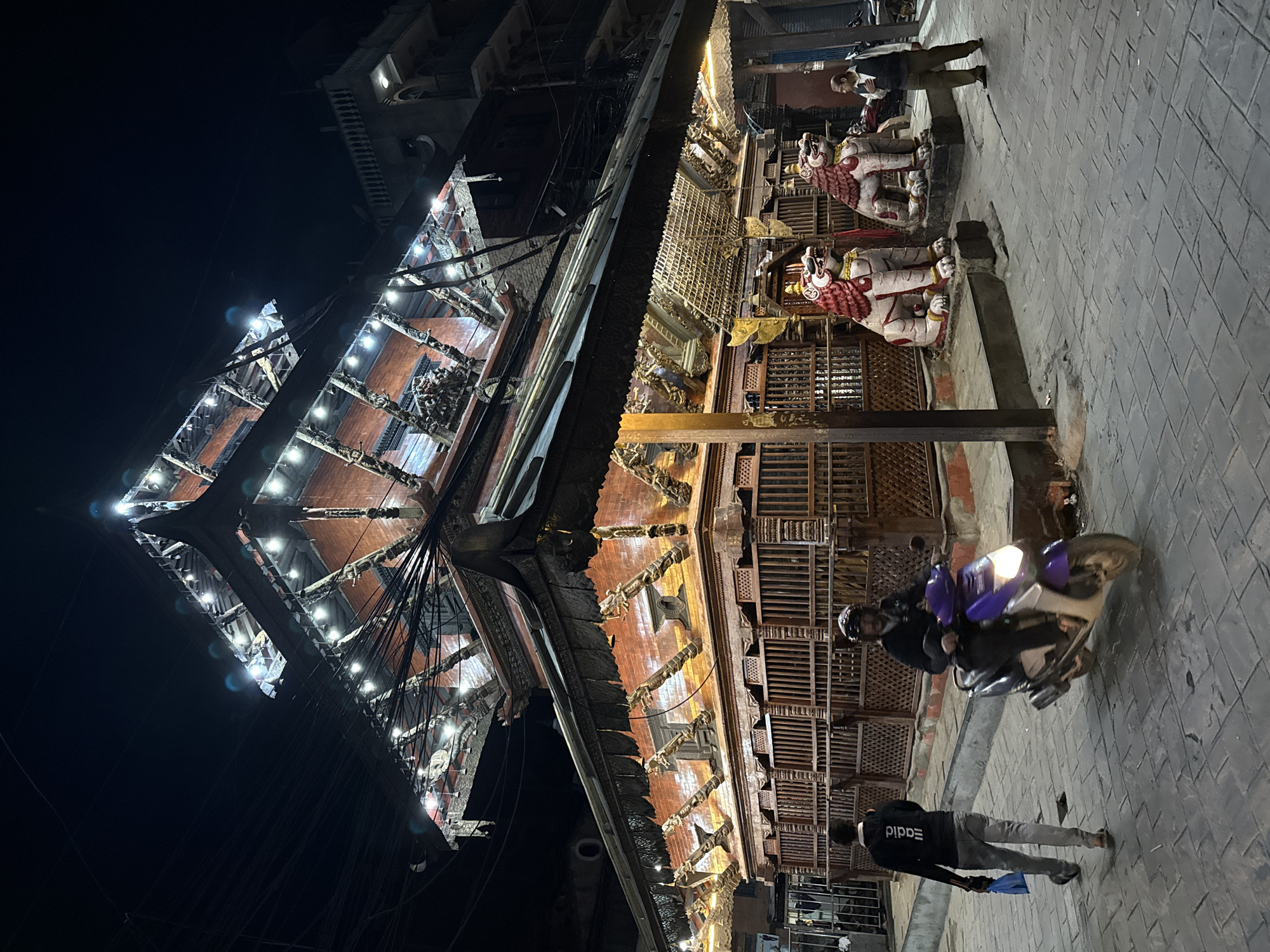 Traditional Kathmandu architecture illuminated in evening photography session