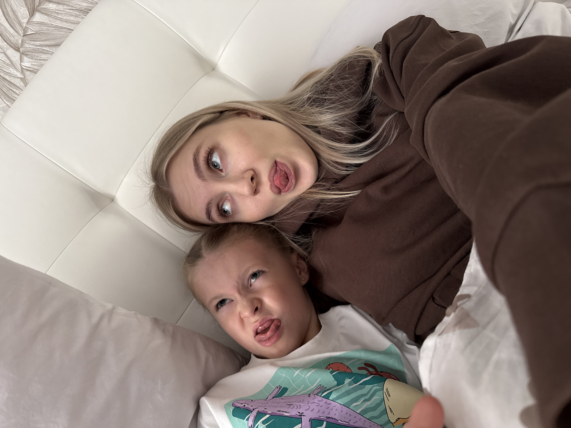 Mother and child resting together in Izhevsk apartment