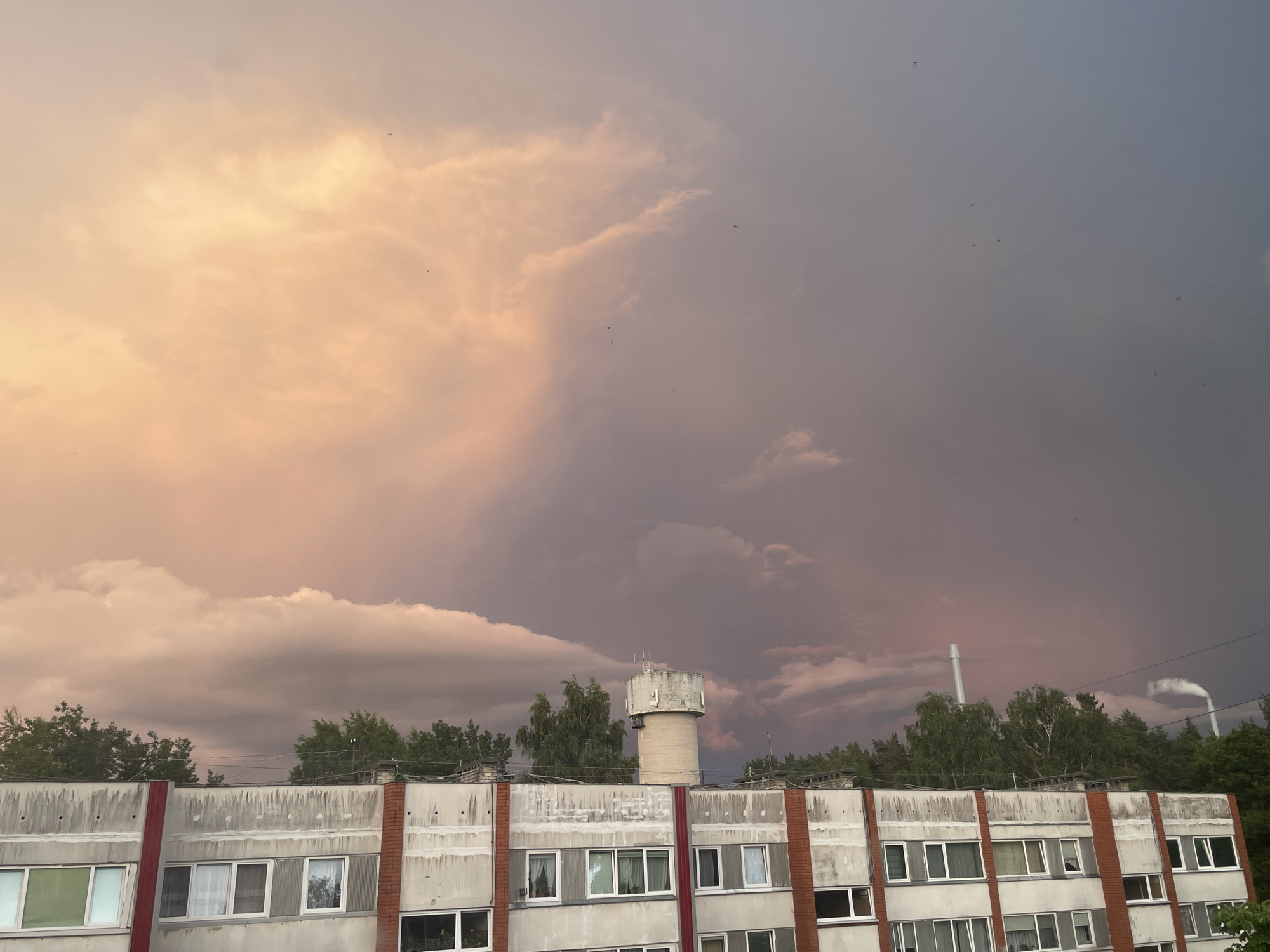 Dramatic summer sky over Jūrmala apartment blocks