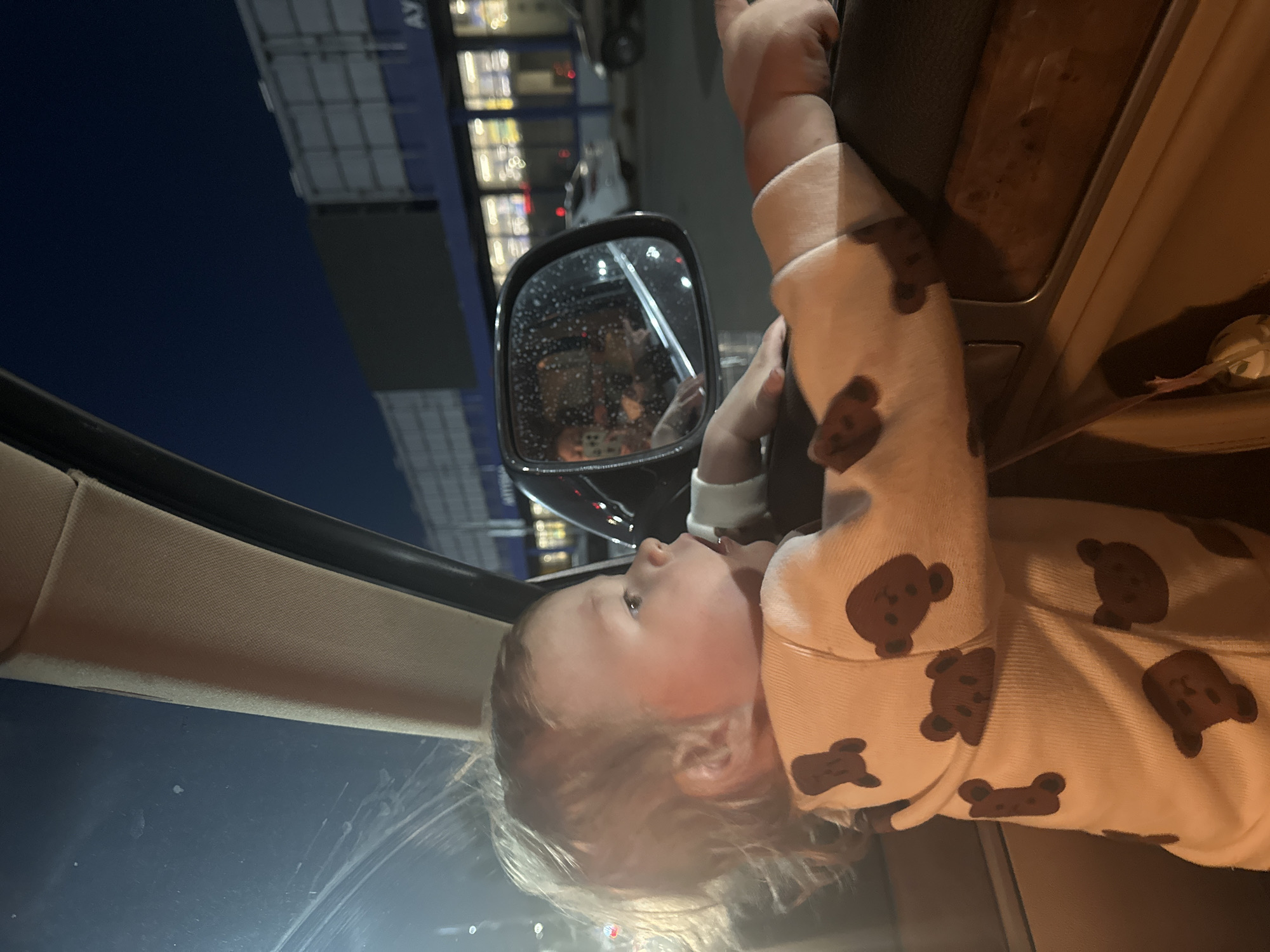 Evening car ride with baby captured in Nizhny Novgorod