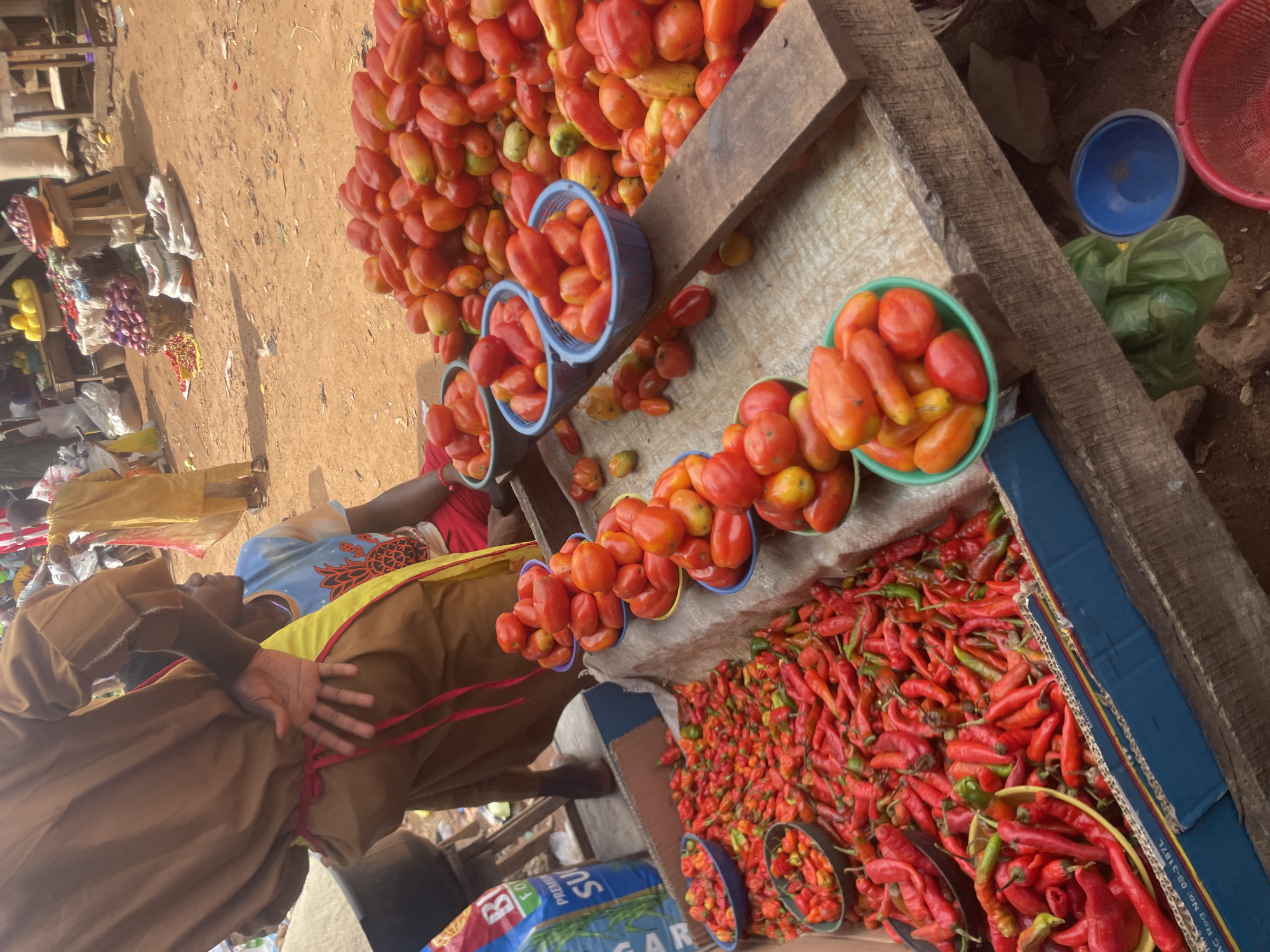 Fresh produce and dried goods fill a Lafia market