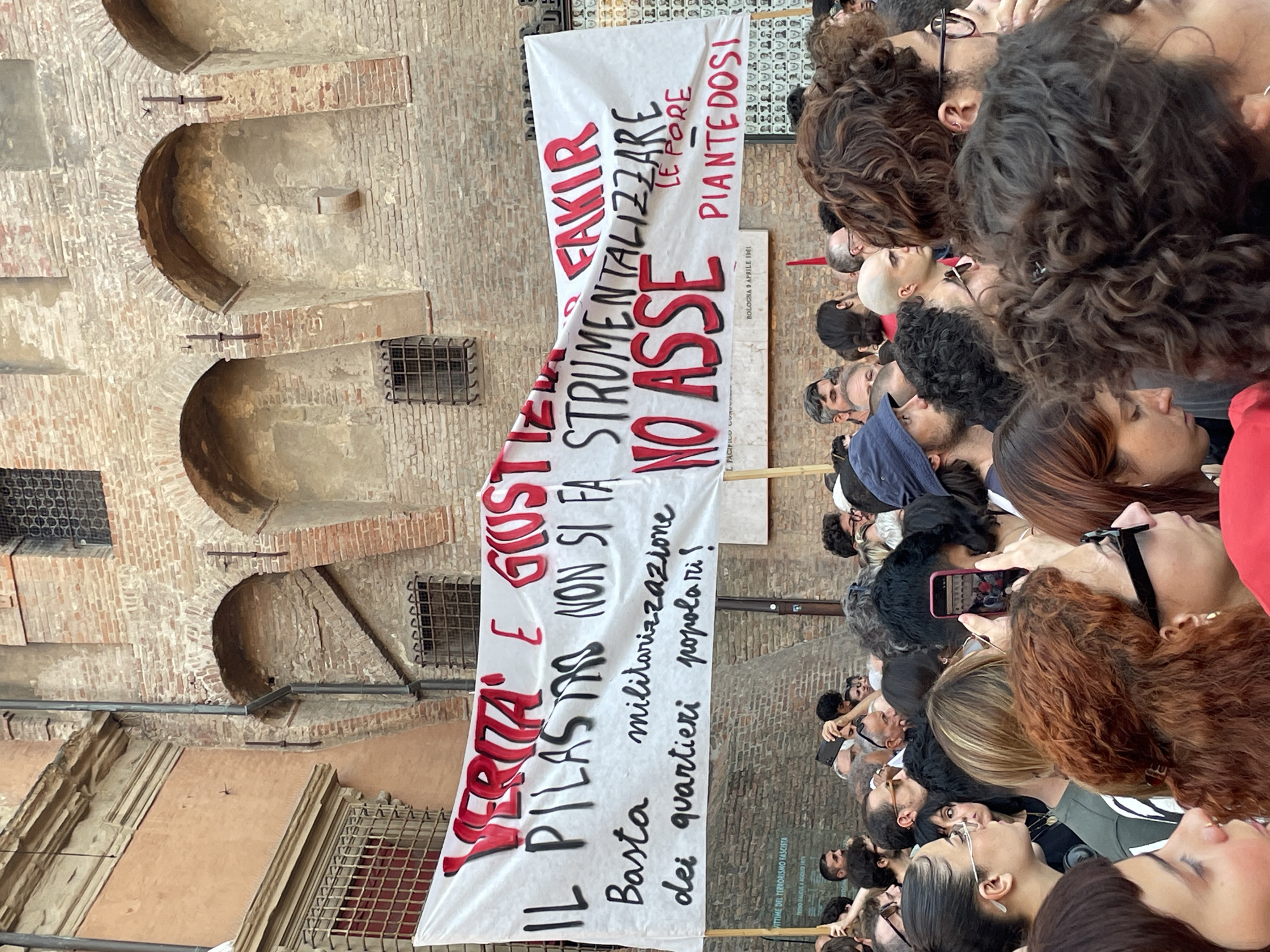 Truth and Justice rally outside Bologna's Sala Borsa