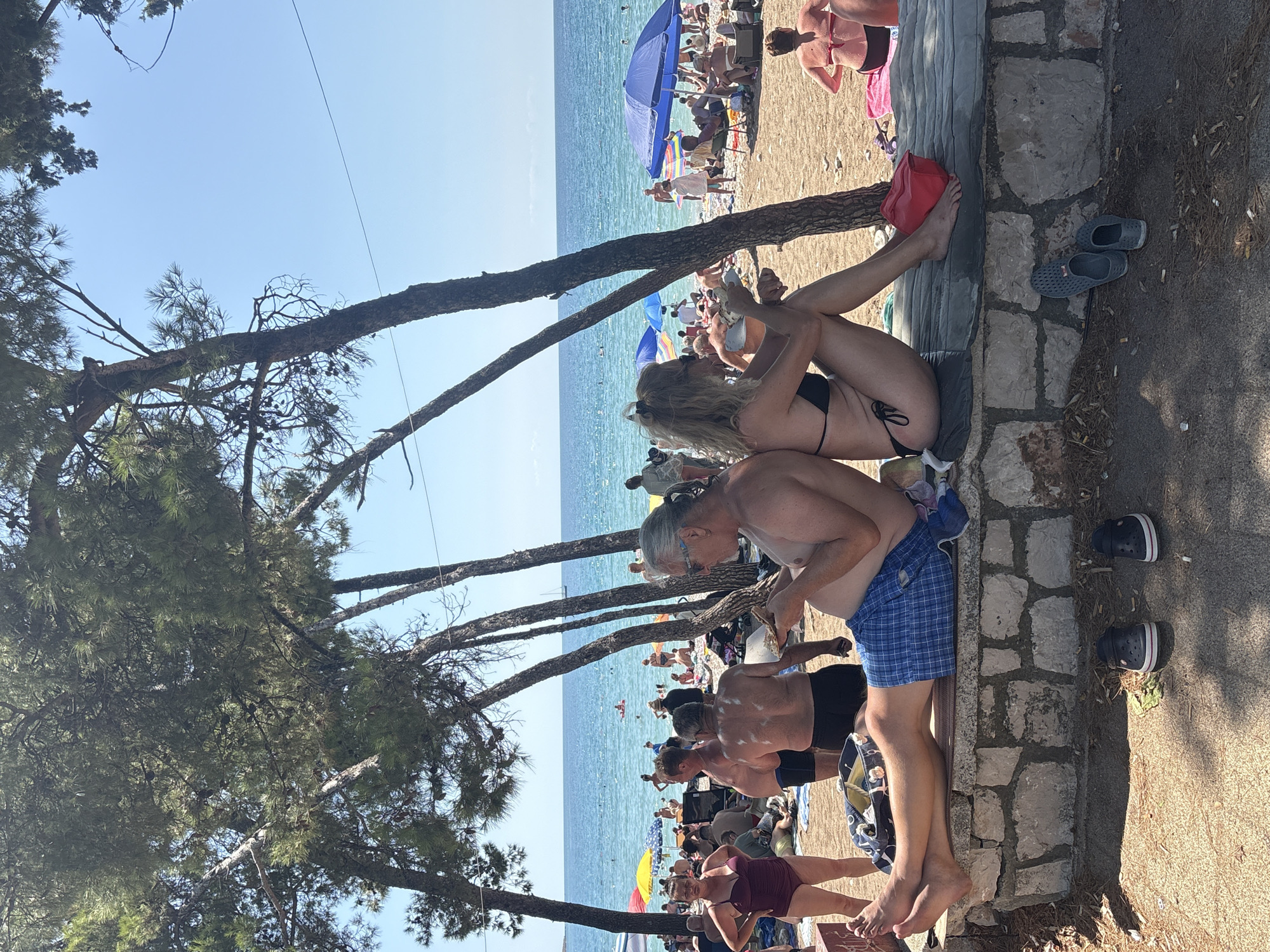 Crowded summer beach day in Bar, Montenegro