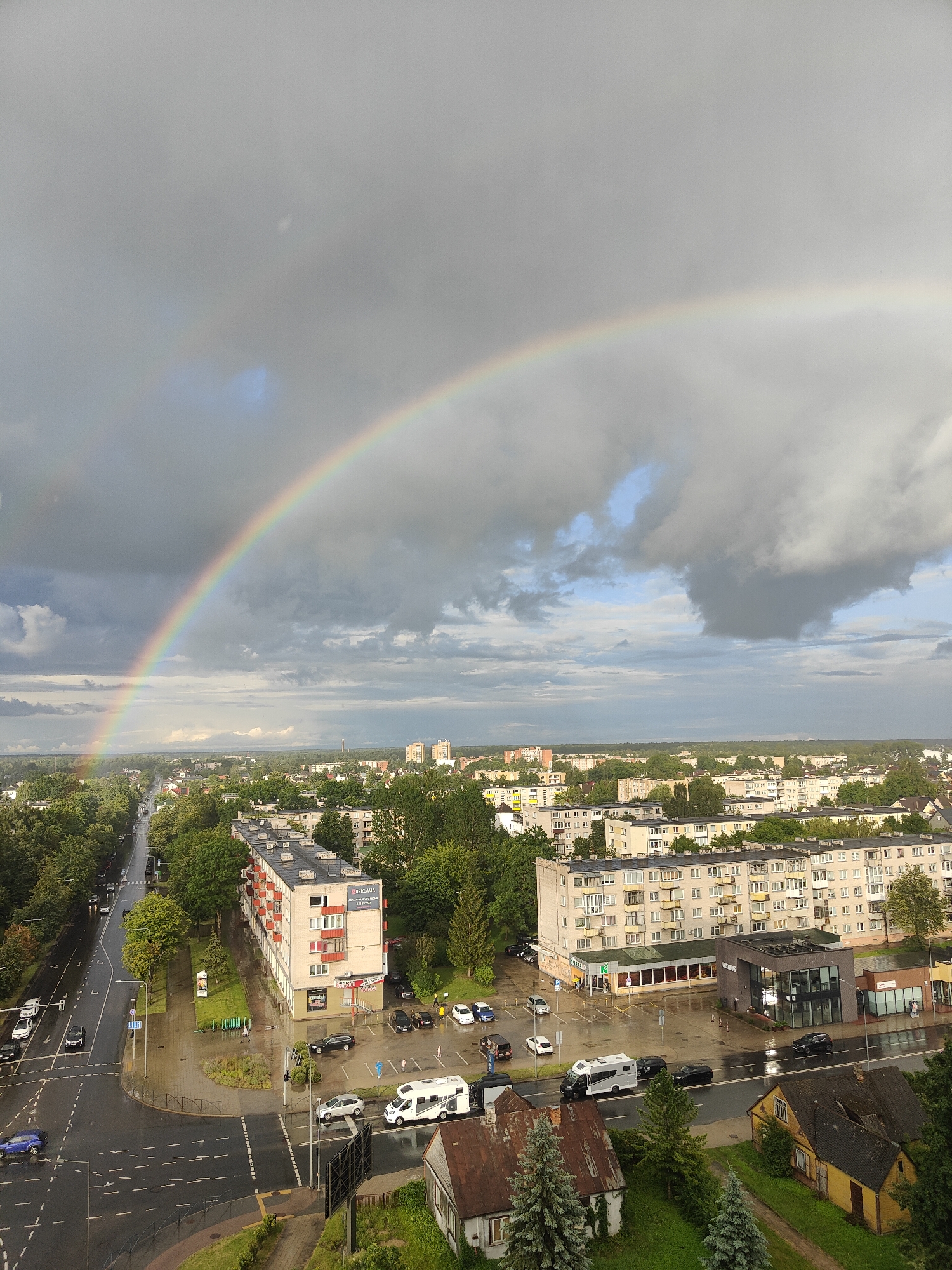 Double rainbow over Panevėžys after summer rain