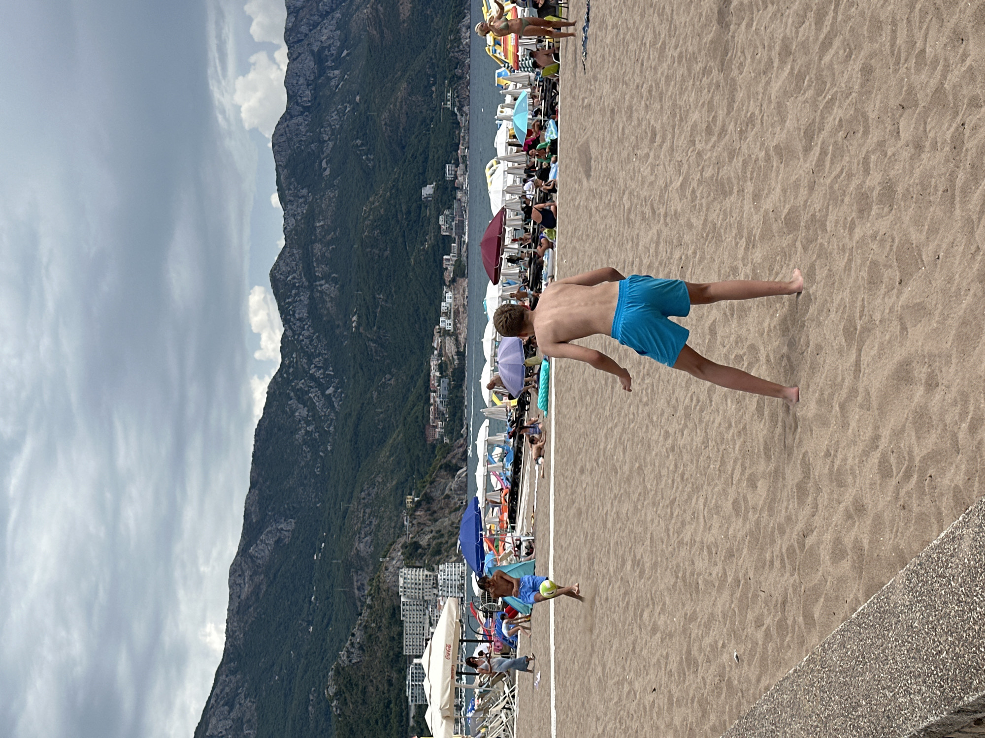 Crowded summer beach day in Boreti, Montenegro