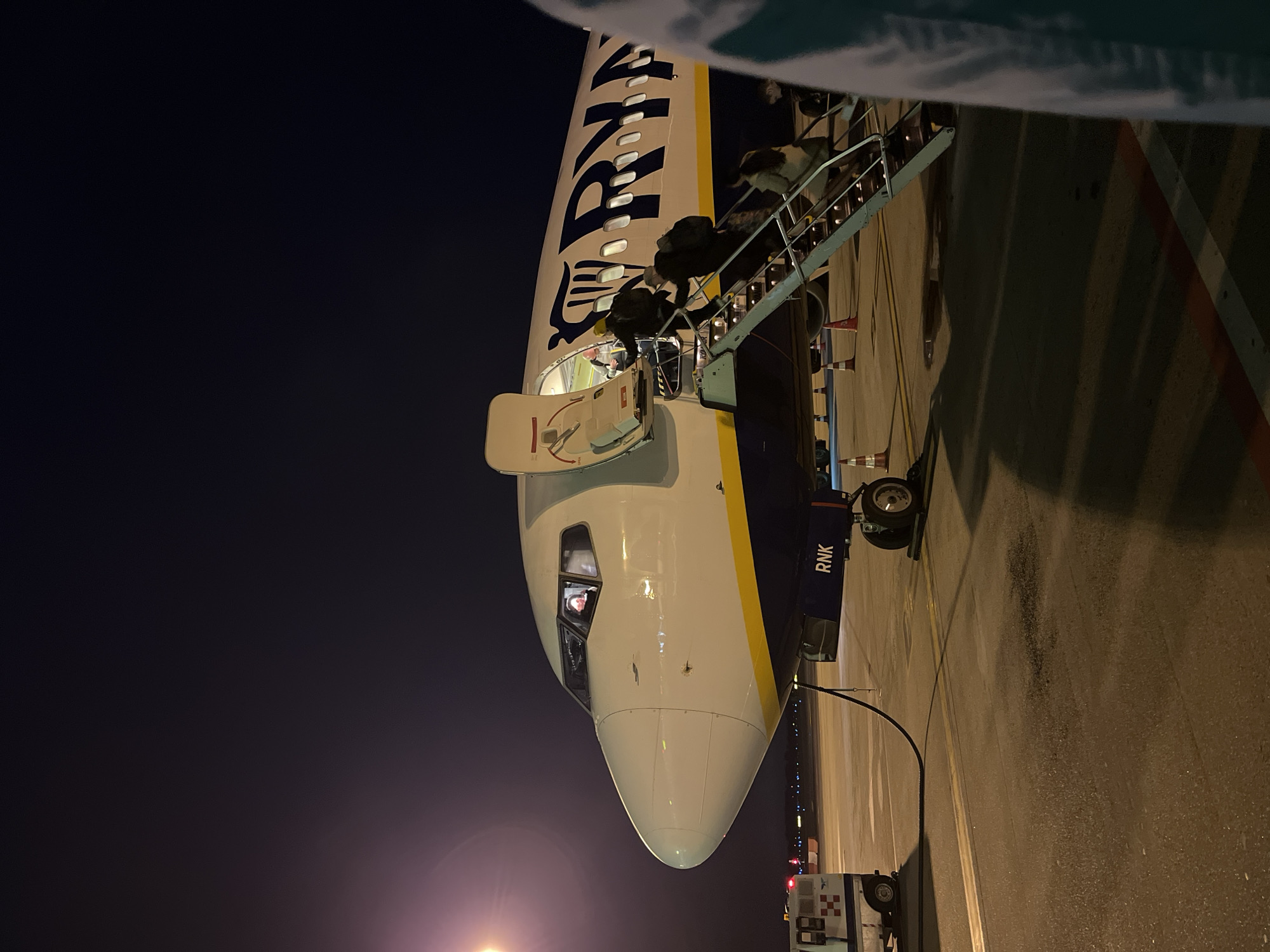 Ryanair flight arrives at Budapest airport Friday evening