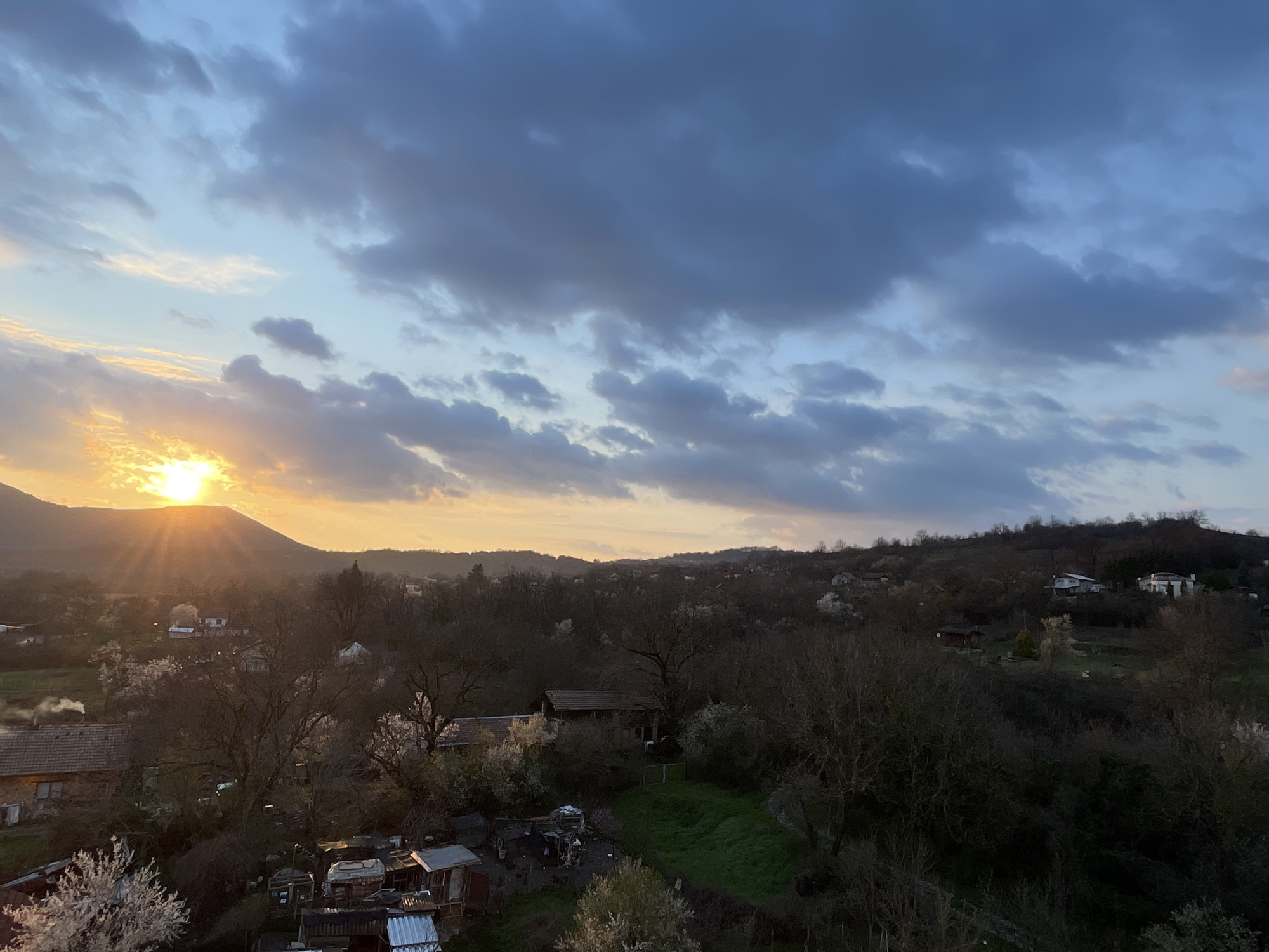 Sunset observed over rural Dryanovo, Bulgaria