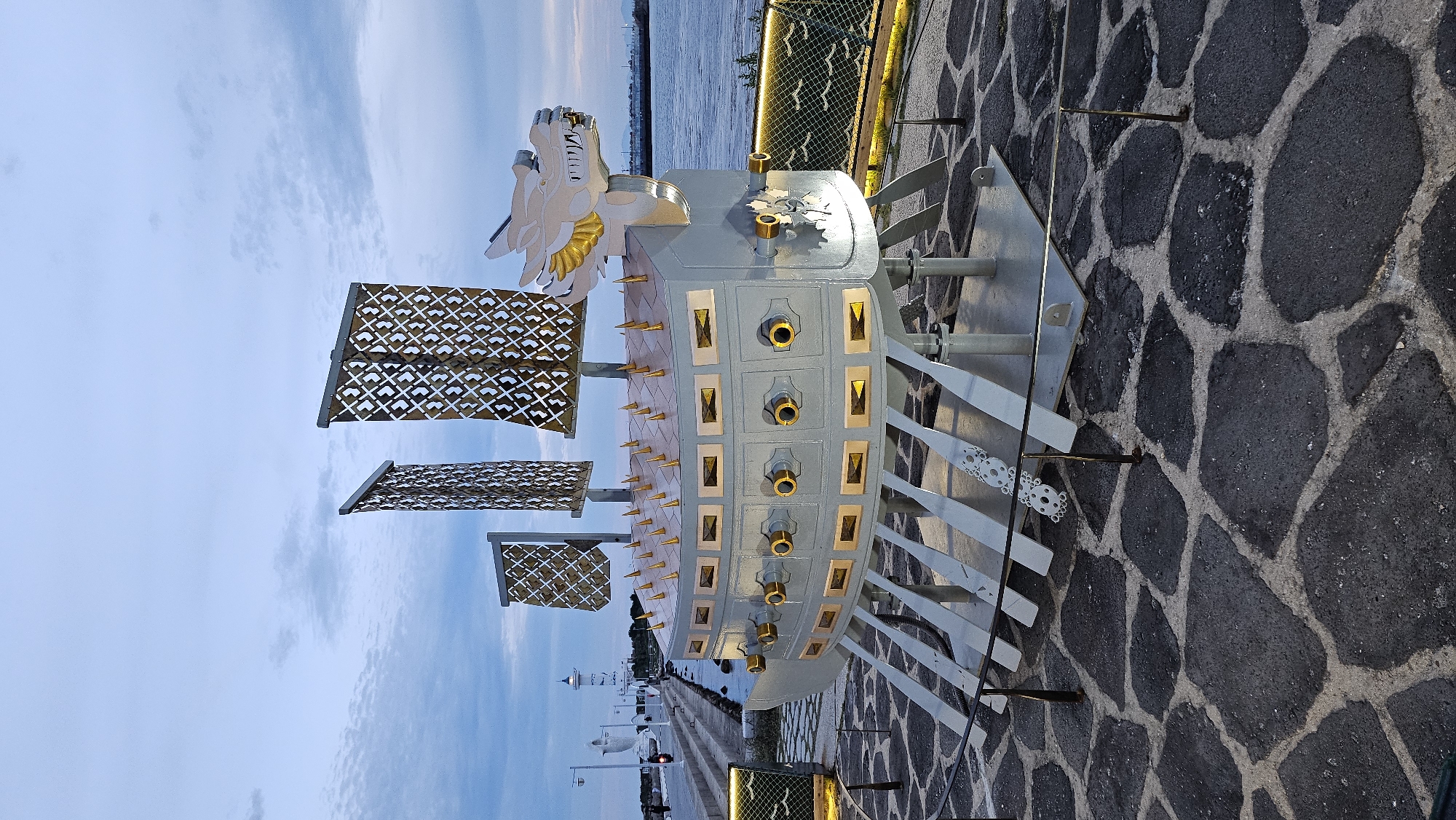 Visitor documents coastal art installations in Ulsan, South Korea