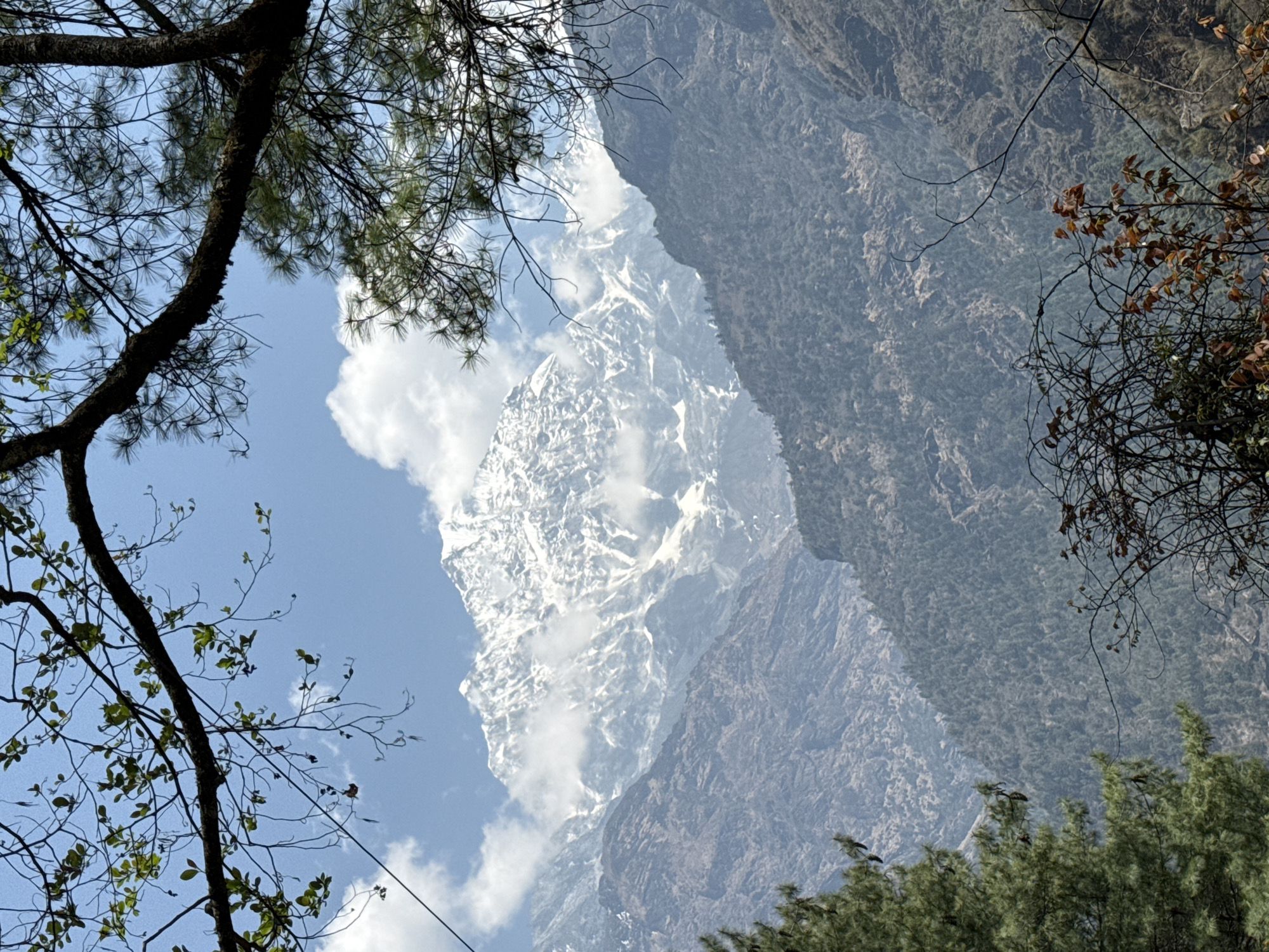 Clear mountain vista captured in Chaurikharka, Nepal
