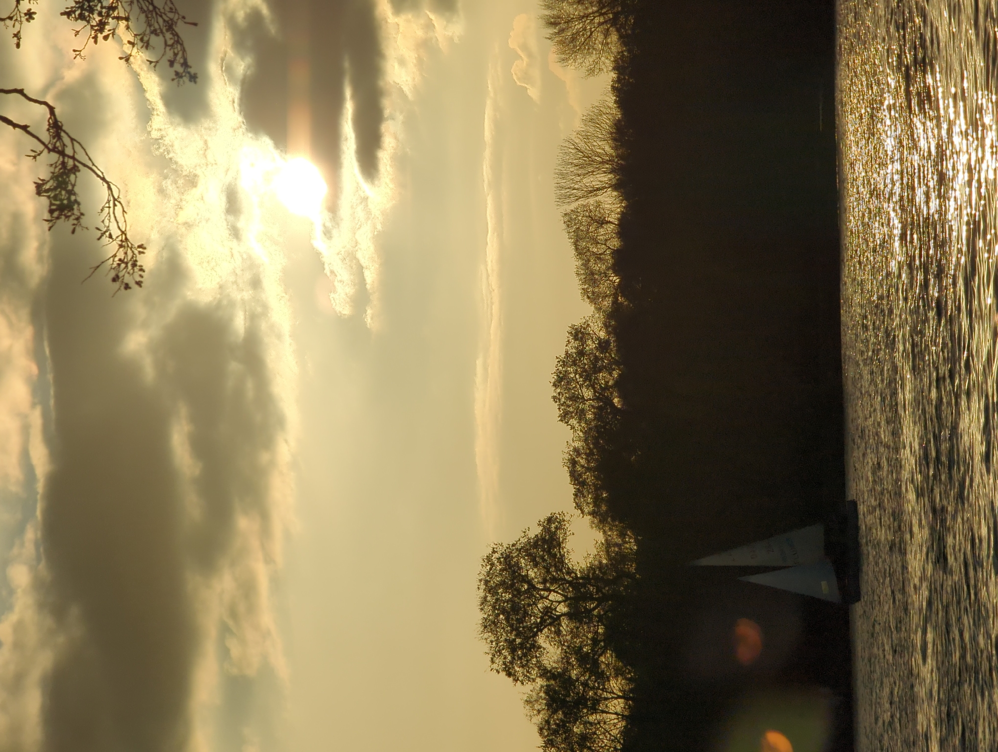 Golden hour lighting observed over Berlin waterway