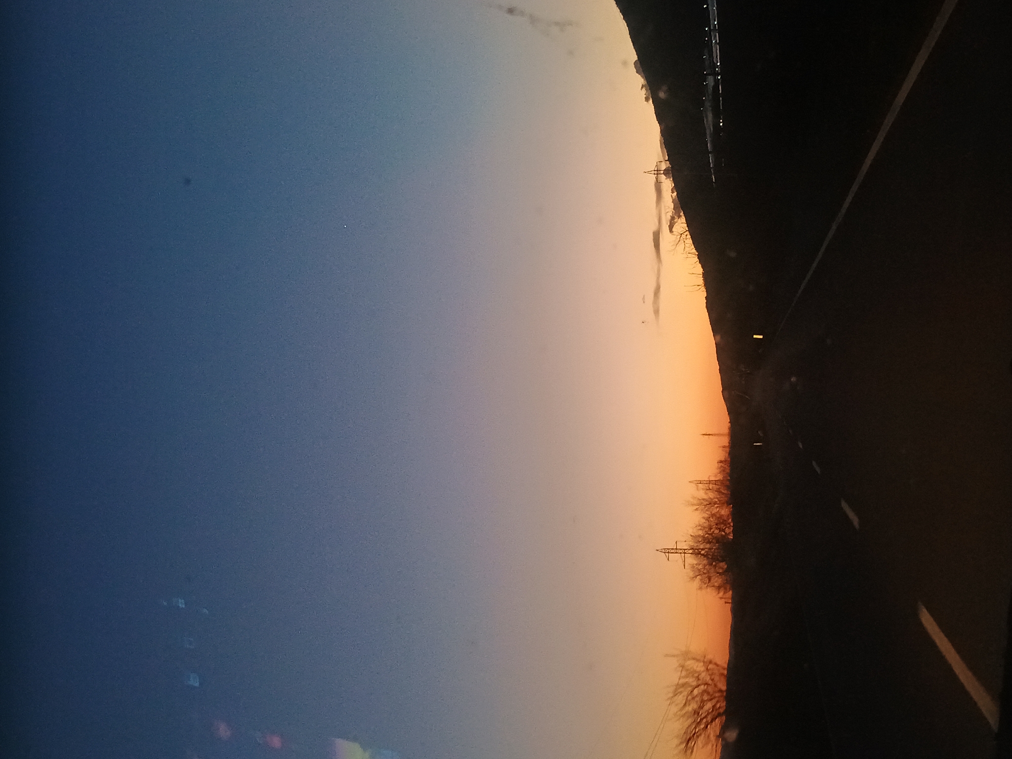 Twilight highway scene documented near Dabovo, Bulgaria