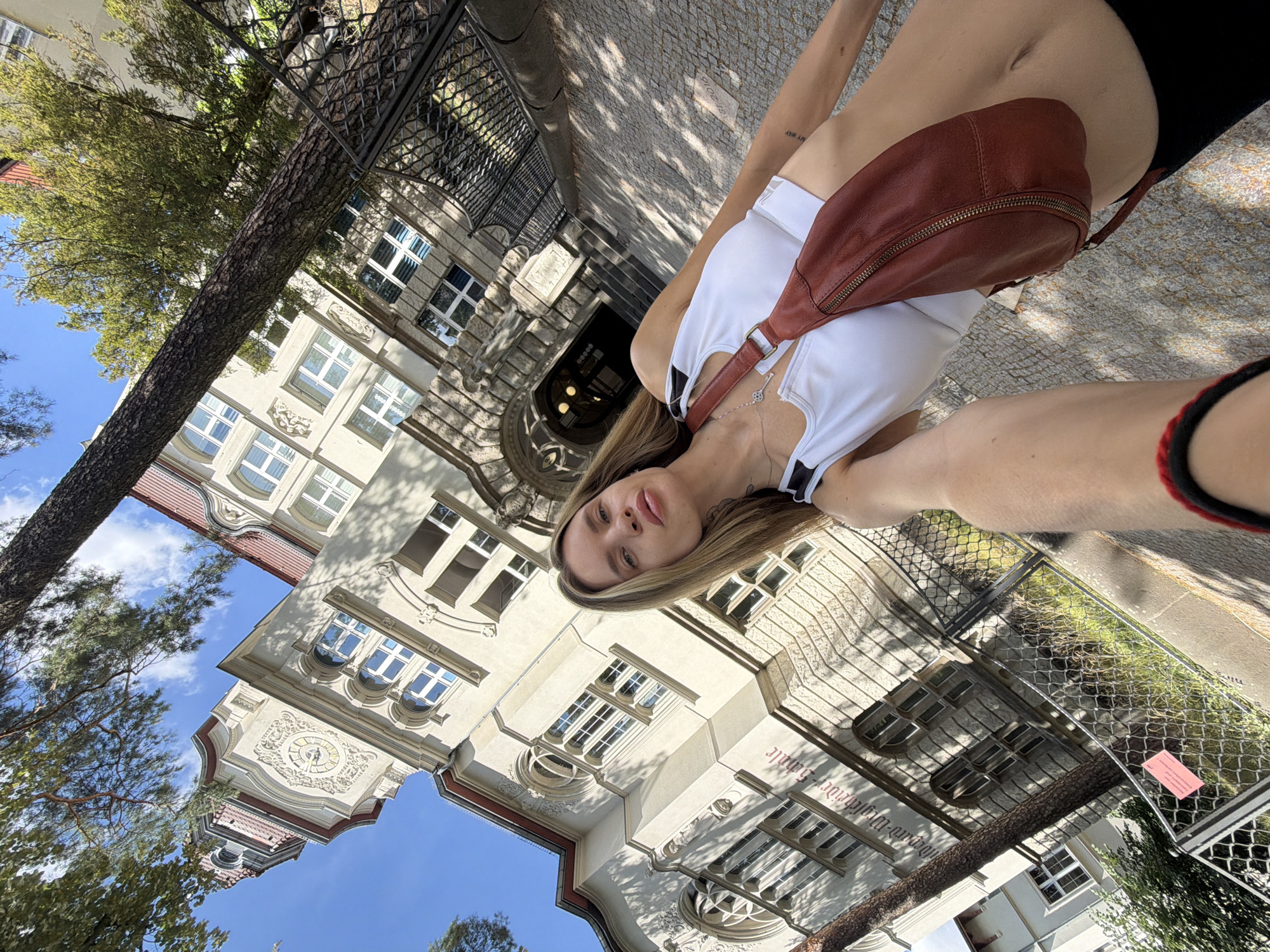 Selfies and architecture at a historic Berlin school building