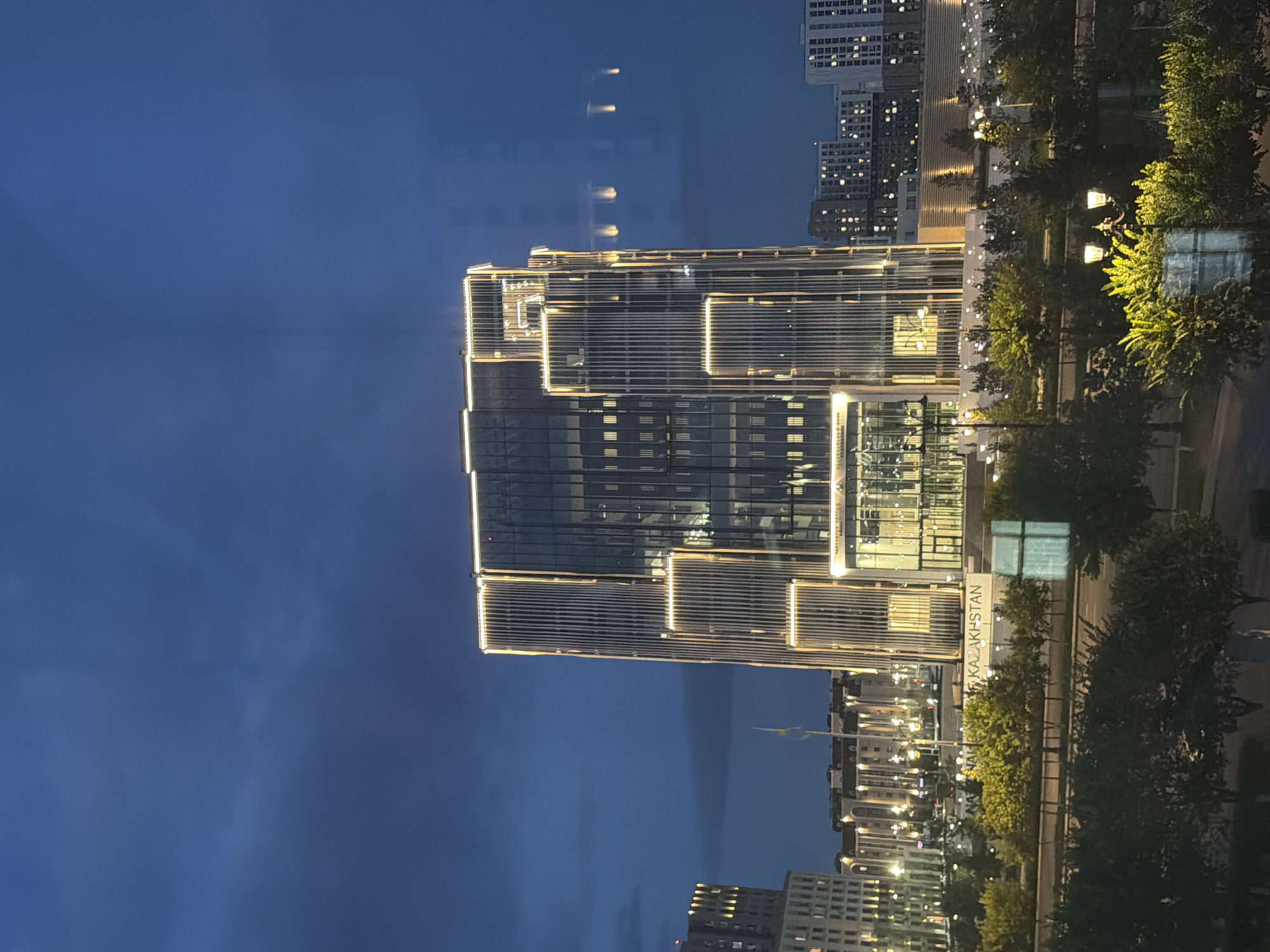Astana skyline glows as day turns to night