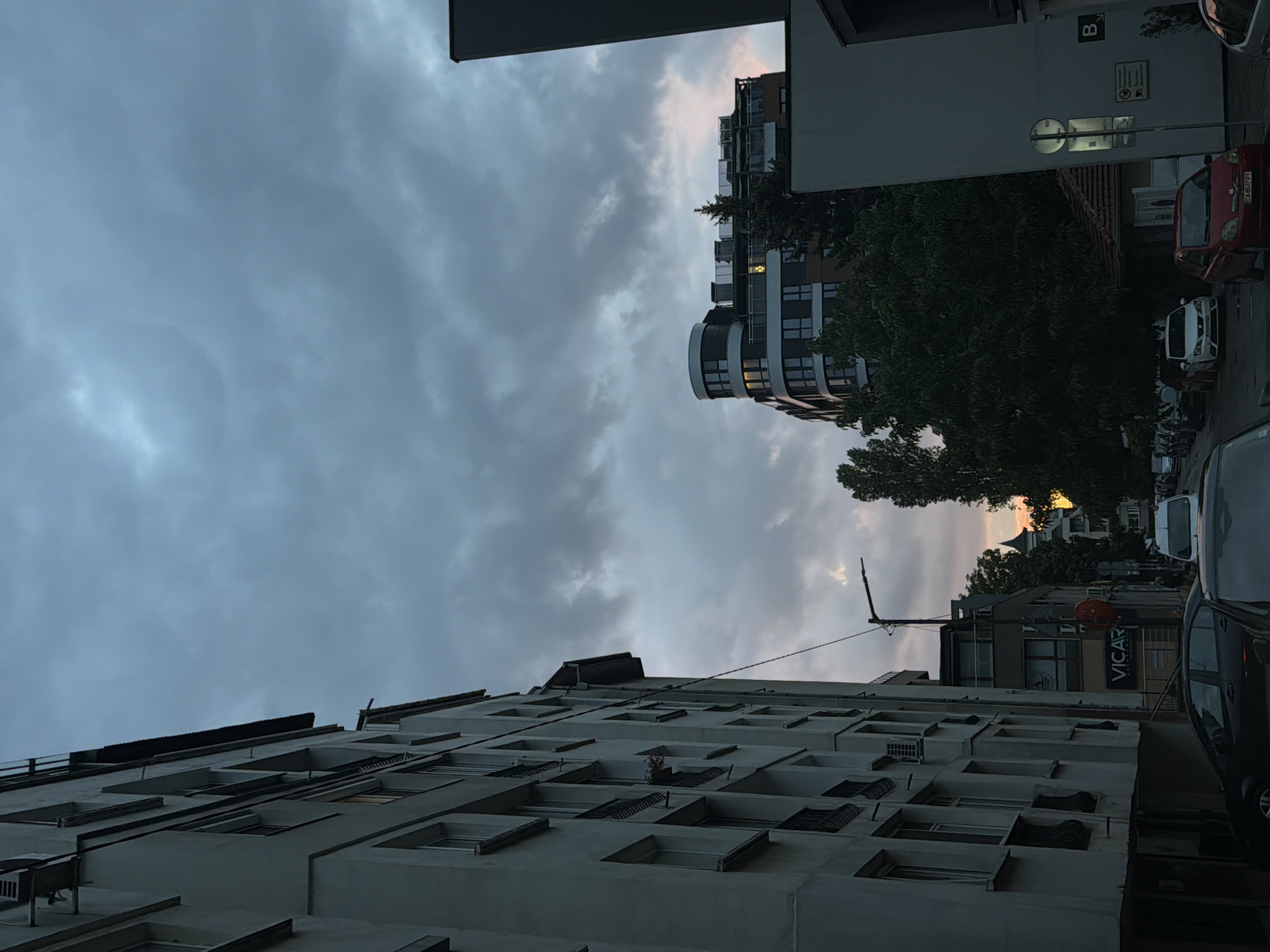 Dusk scenes around Sofia's NDK district, July 2026